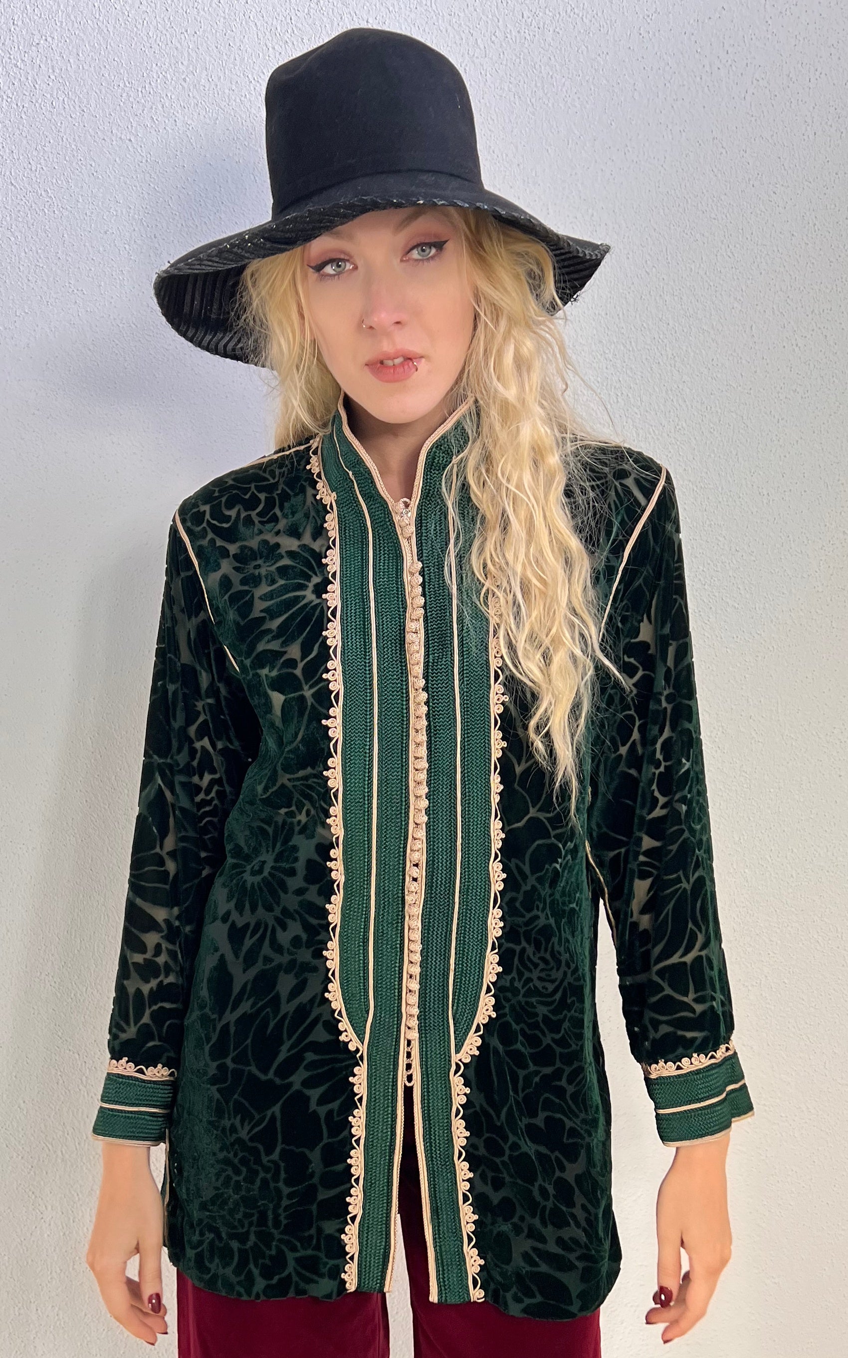 Maison du Caftan Burnout Velvet Shirt