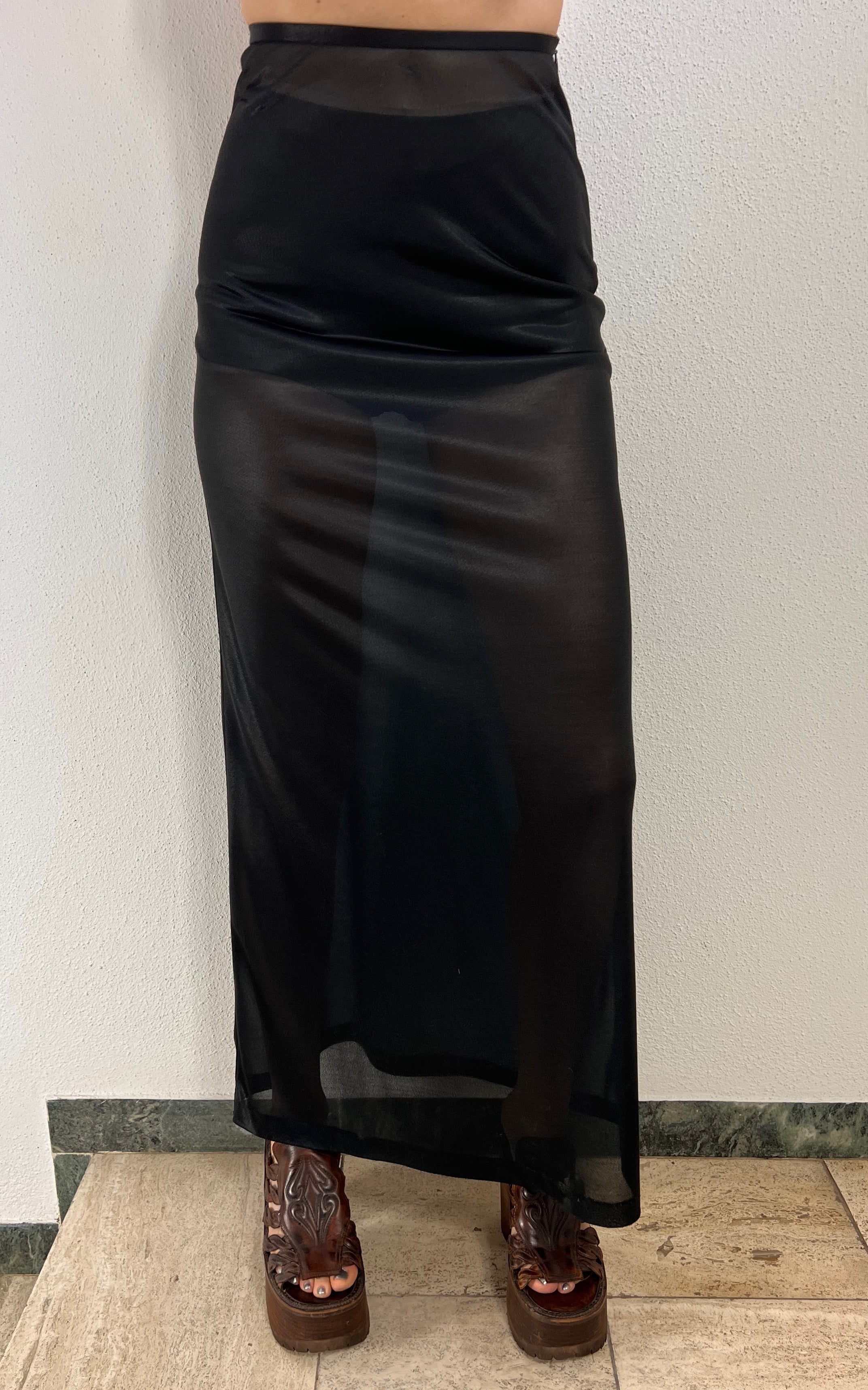 Vintage 90s Strenesse Sheer Maxi Skirt and Hot Pants Set