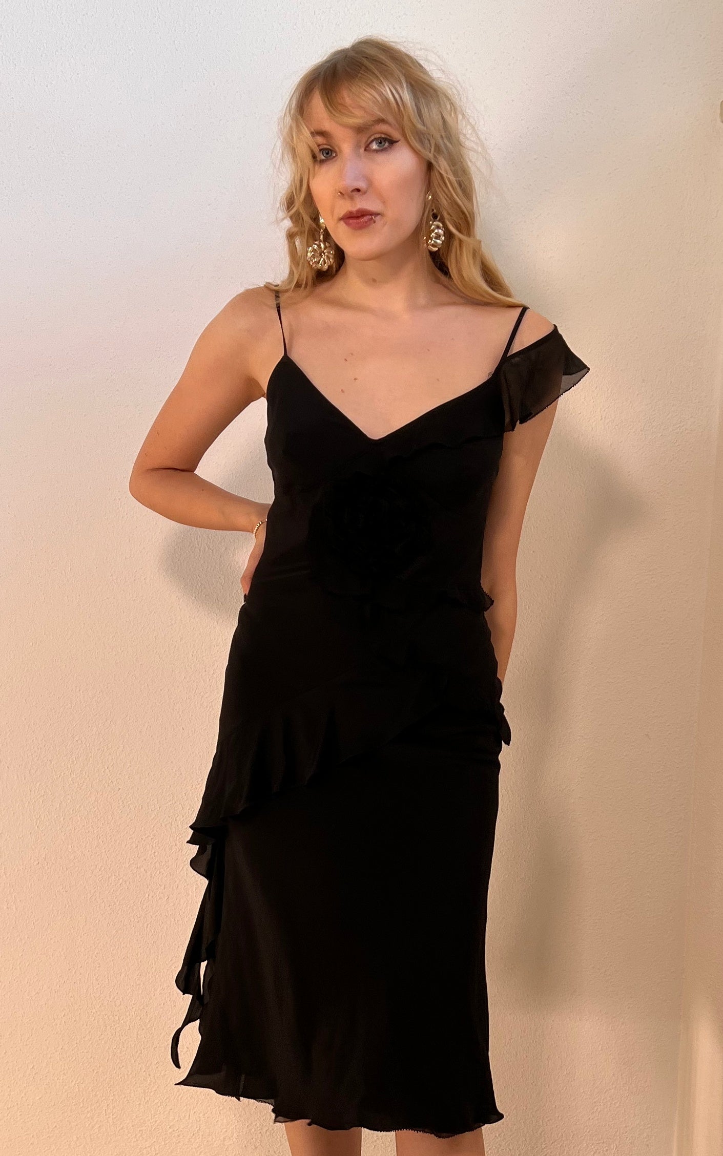 Vintage Silk Rose Slip Dress