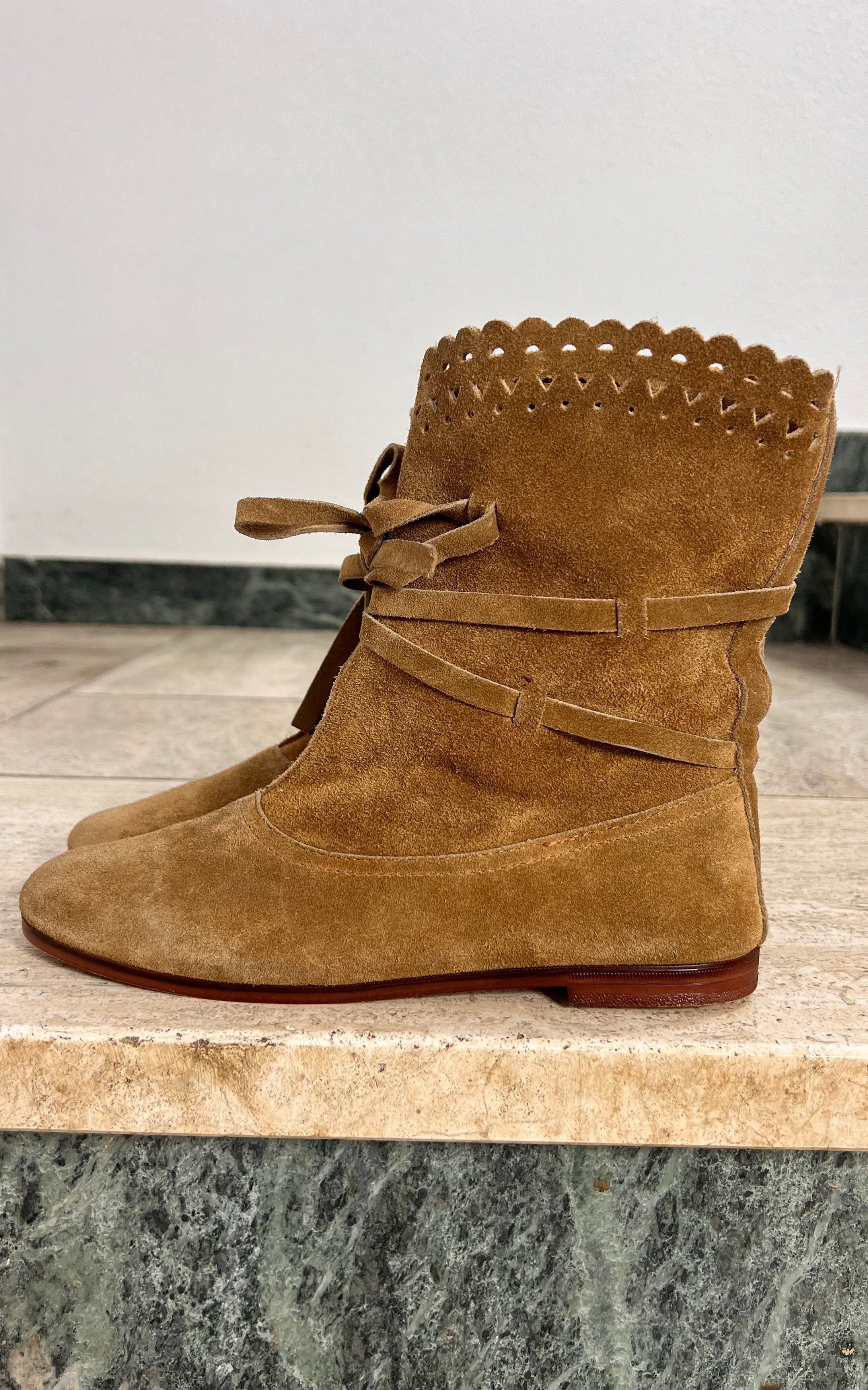 Vintage Suede Boho Slouch Boots 36