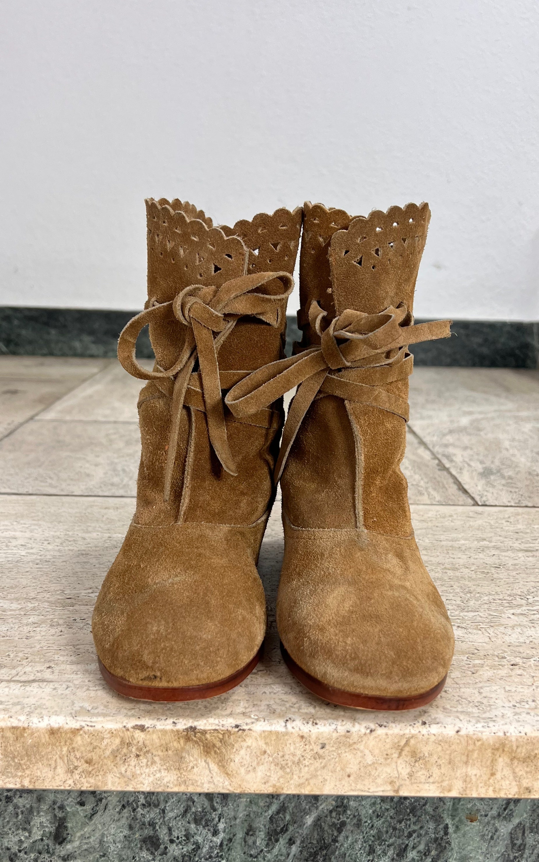 Vintage Suede Boho Slouch Boots 36