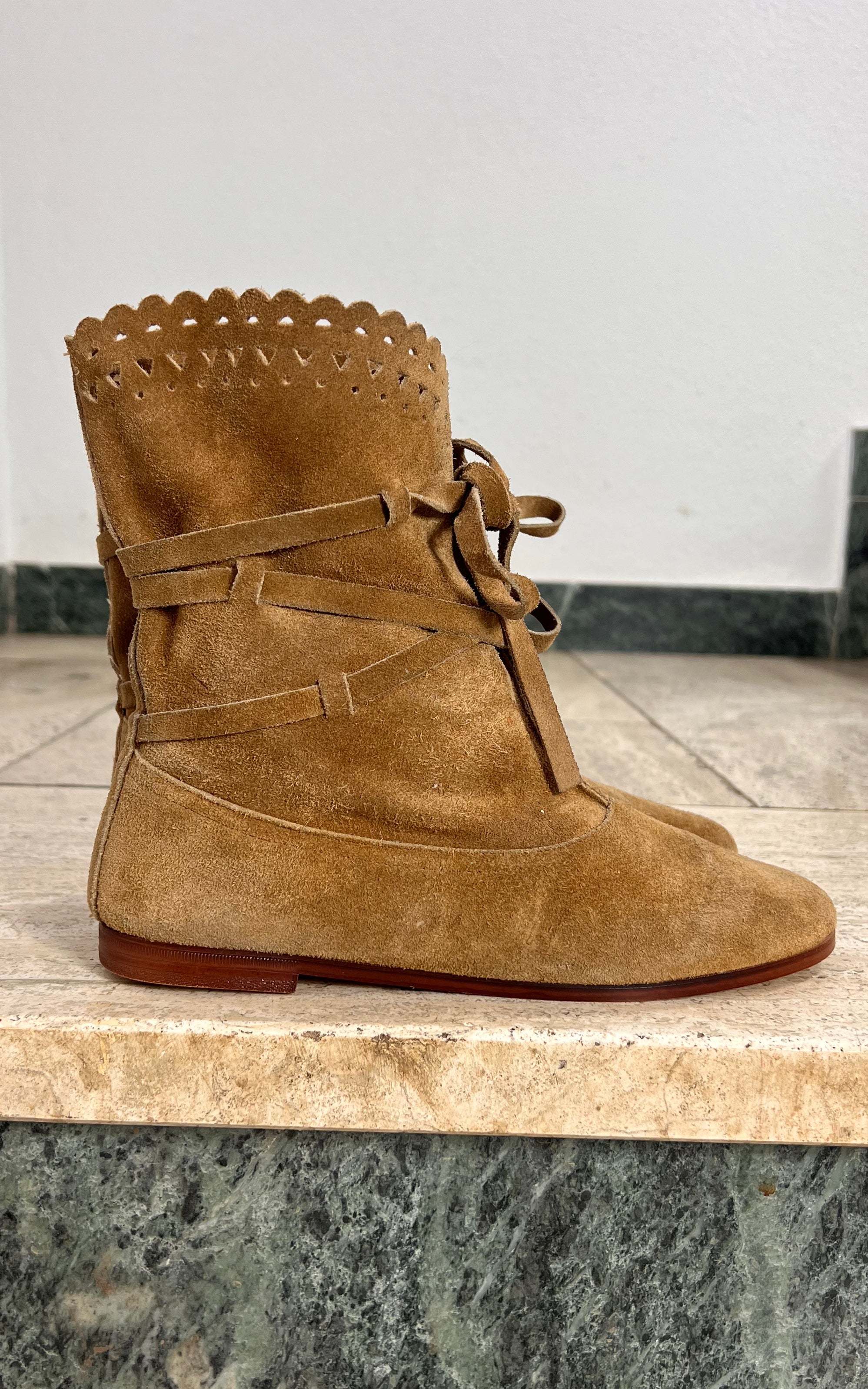 Vintage Suede Boho Slouch Boots 36