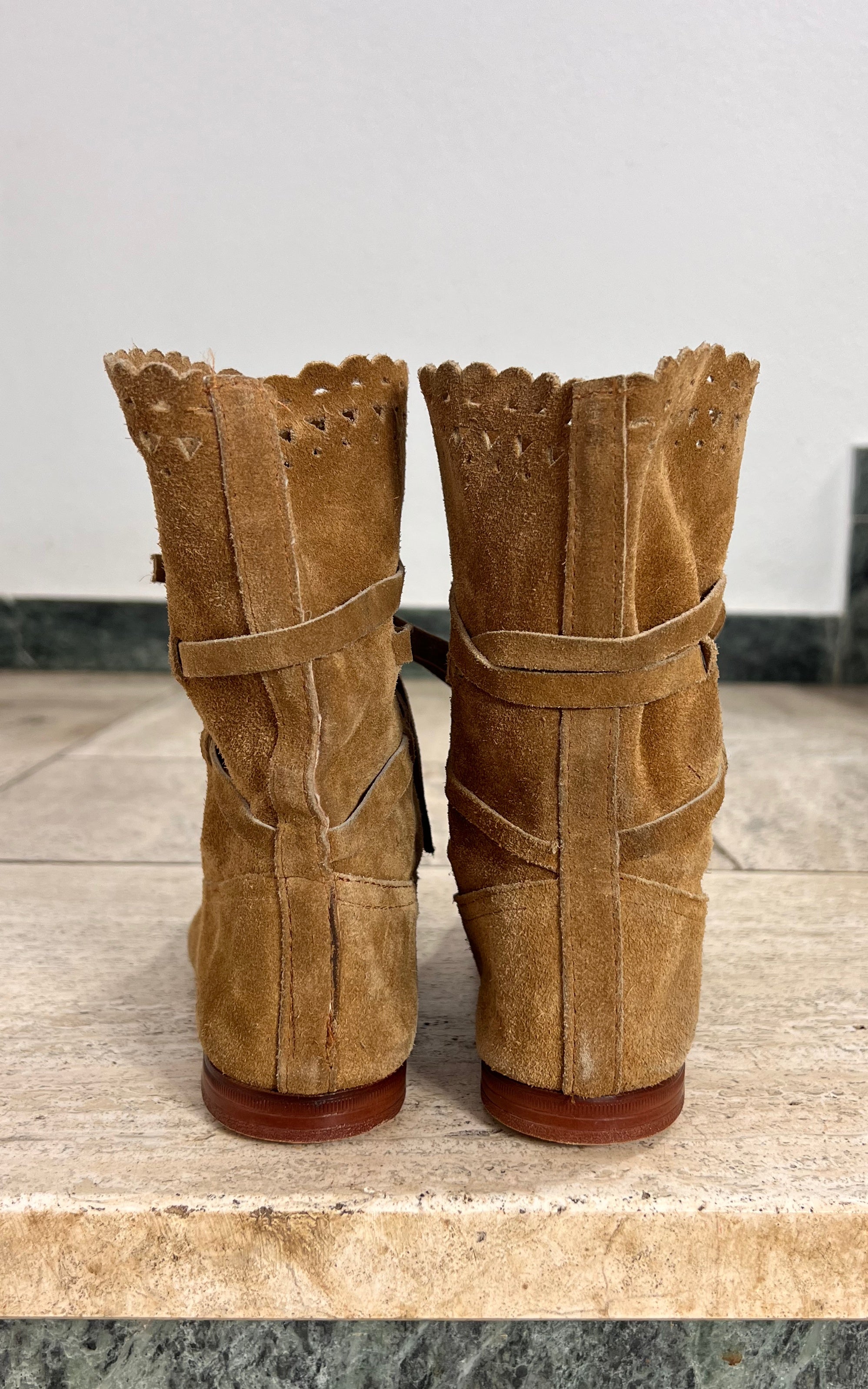 Vintage Suede Boho Slouch Boots 36