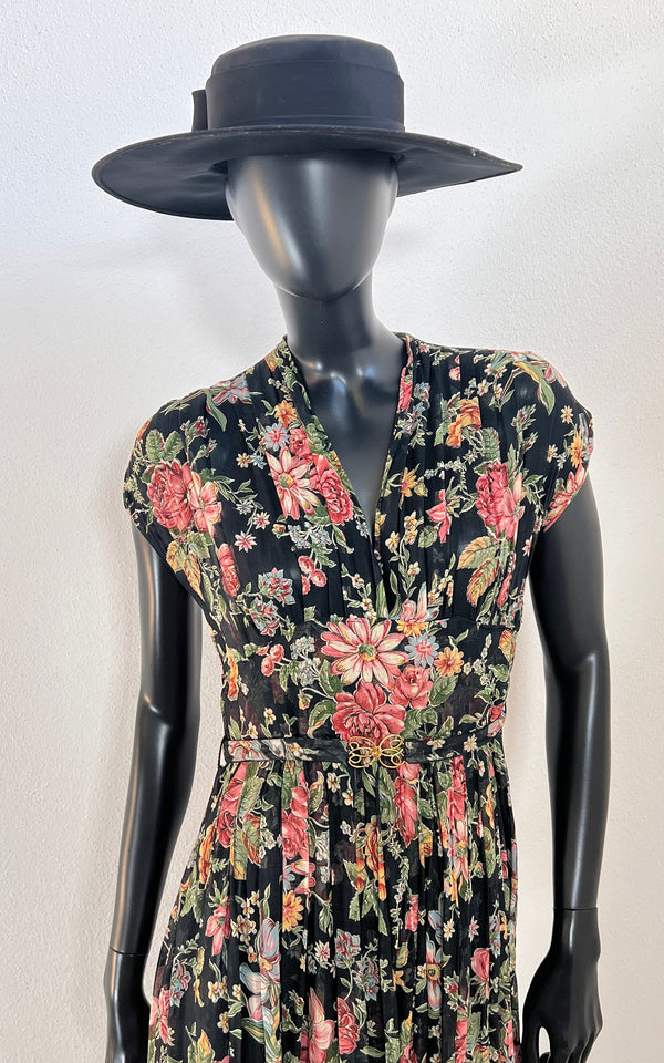 Vintage Sheer Cotton Gauze Flower Dress