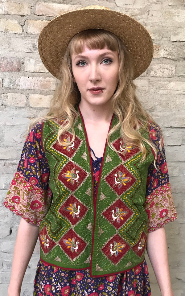 Embroidered Peacock Waistcoat