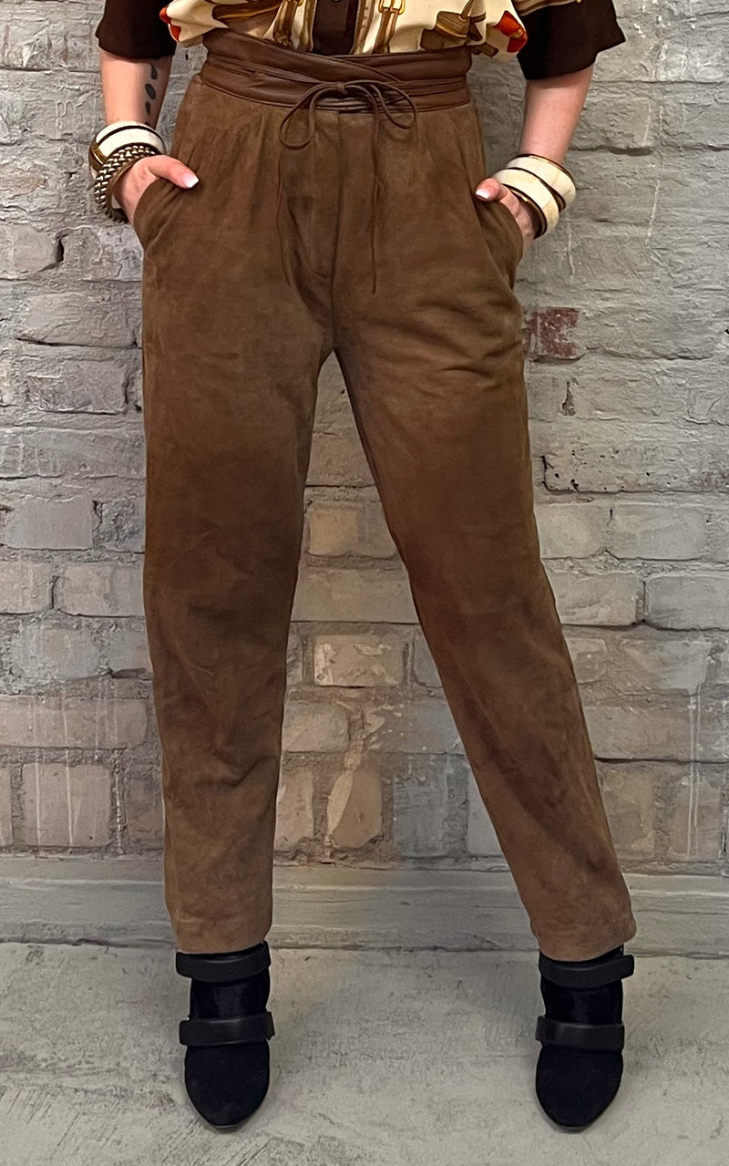 Suede leather pants