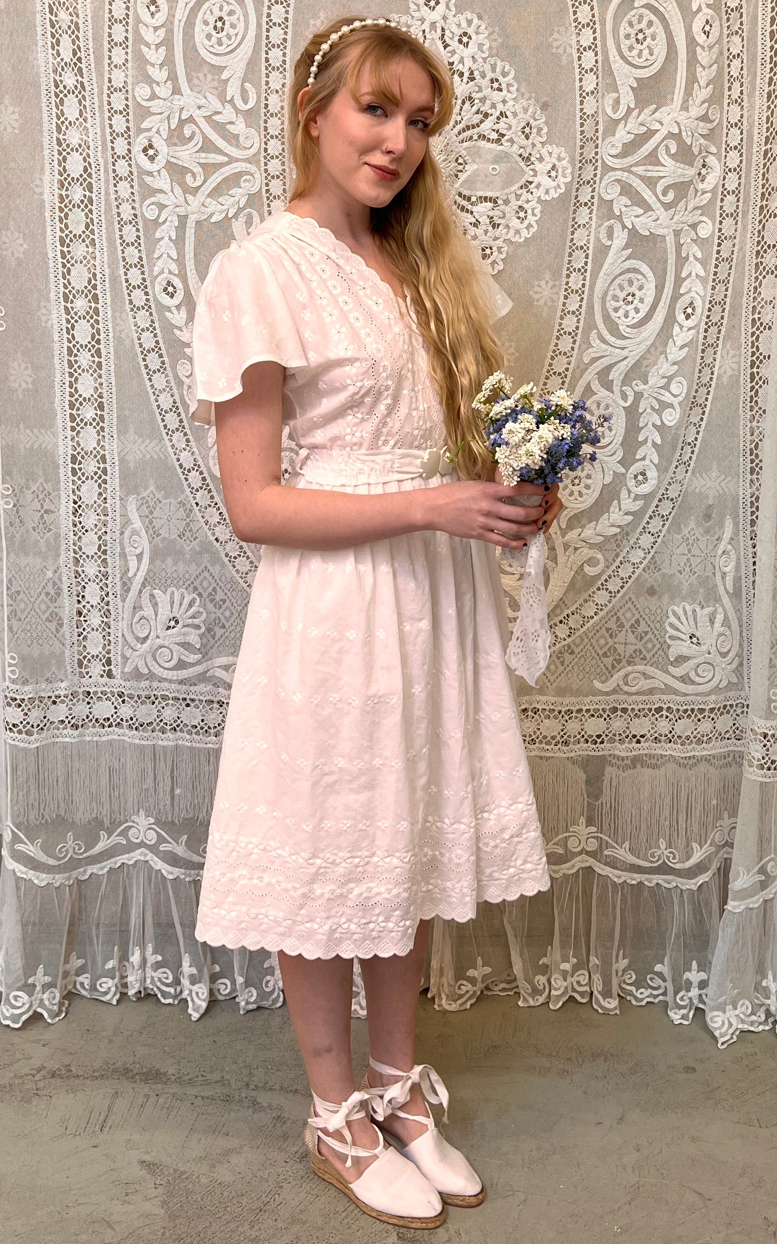 Broderie Anglaise 70s Wedding Dress