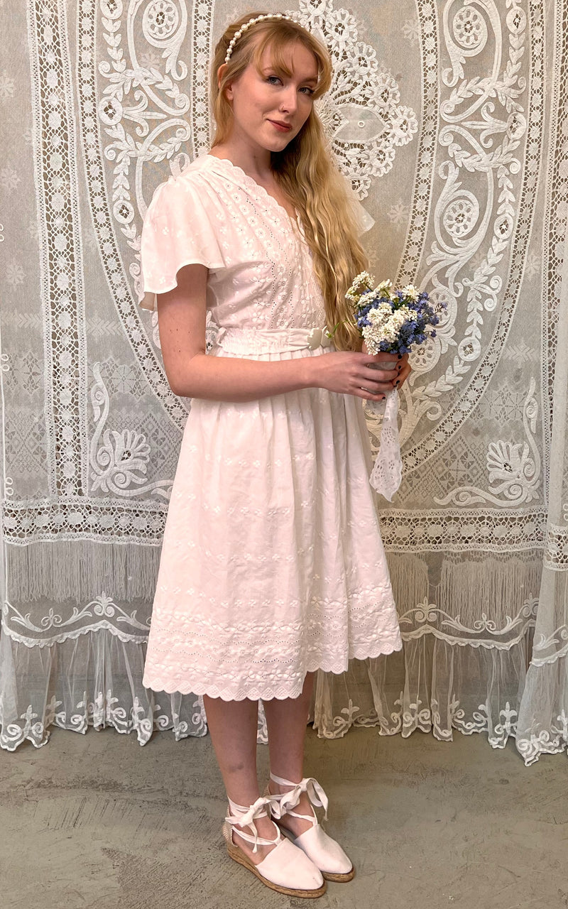 Broderie Anglaise 70s Wedding Dress
