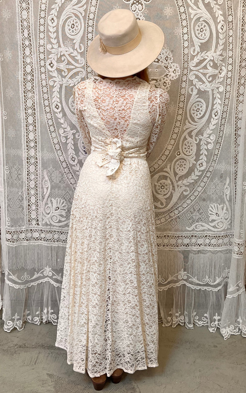 Vintage 70s Kimono Wedding Dress with Belt