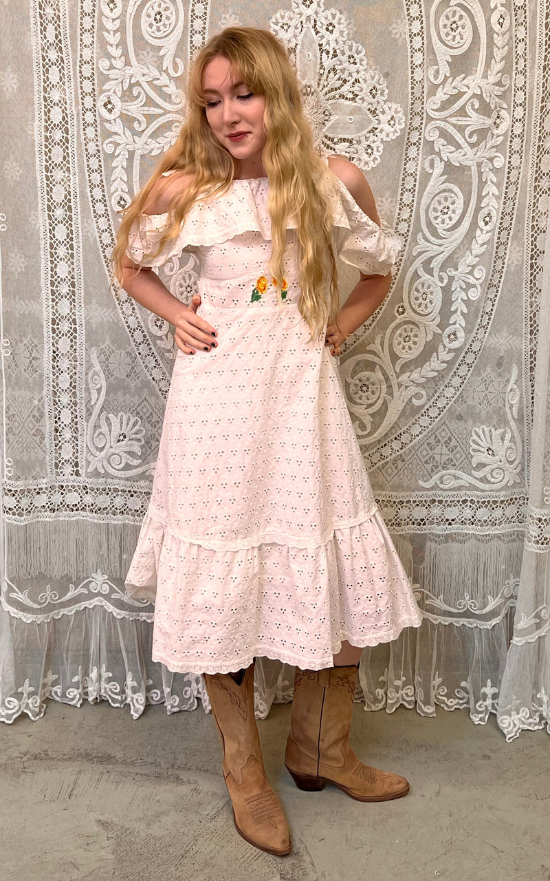 Vintage 70s Broderie Anglaise Dress