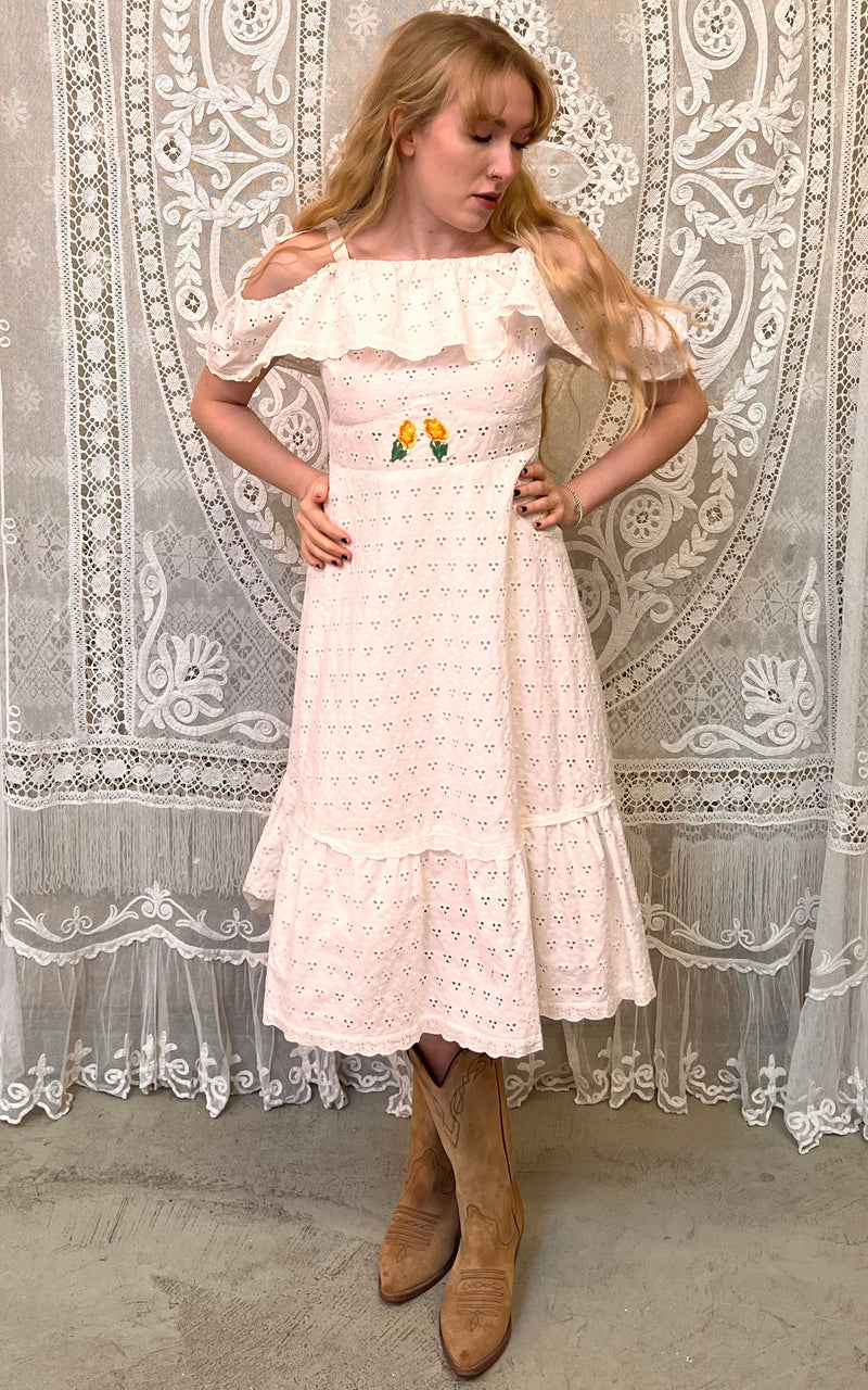 Vintage 70s Broderie Anglaise Dress