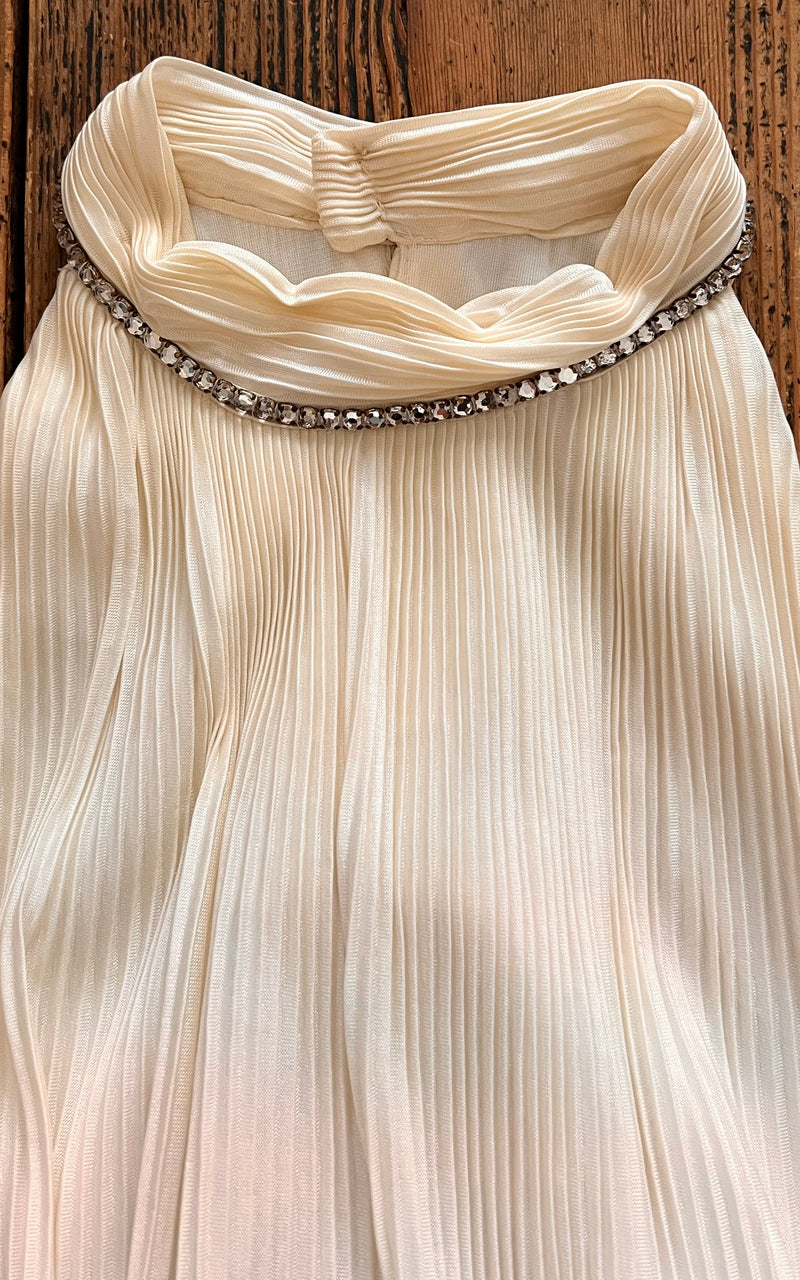 Clean Chic Pleated 70s Wedding Dress