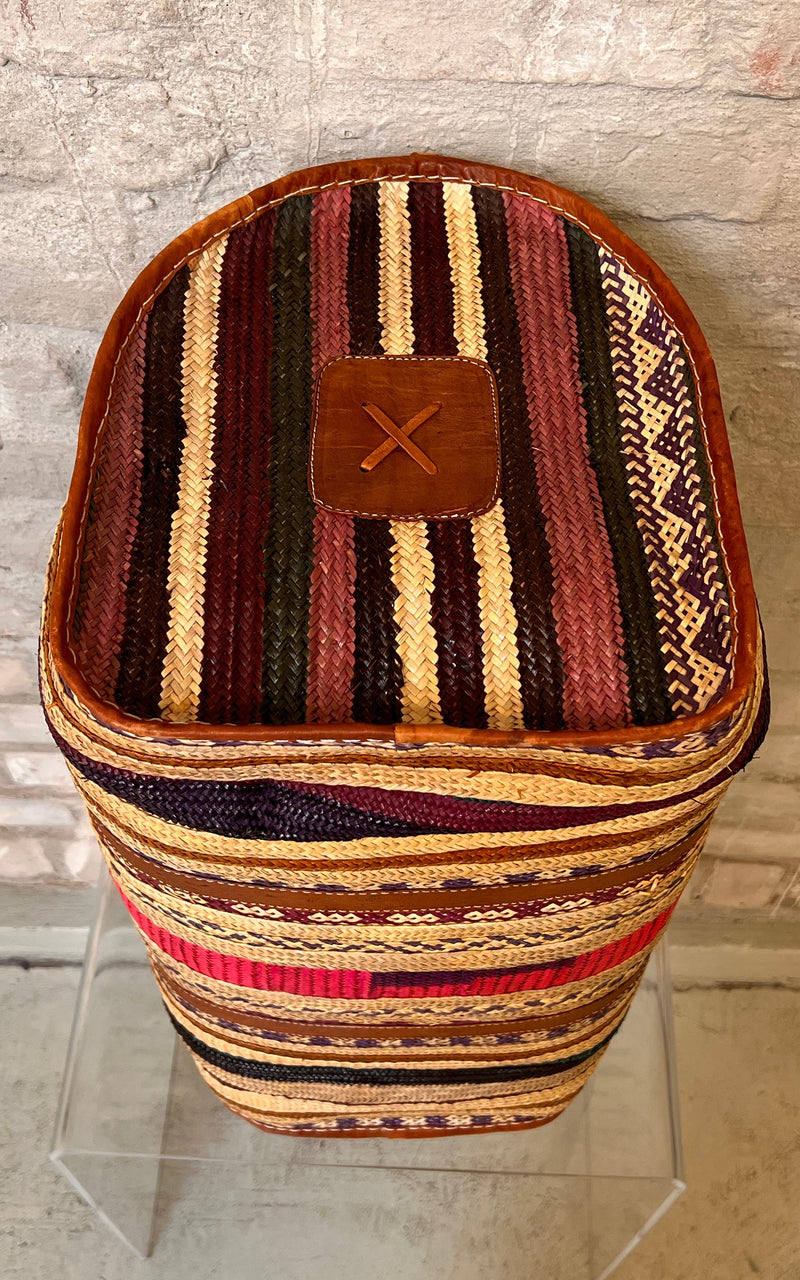 Vintage African Raffia Weekender Bag Big