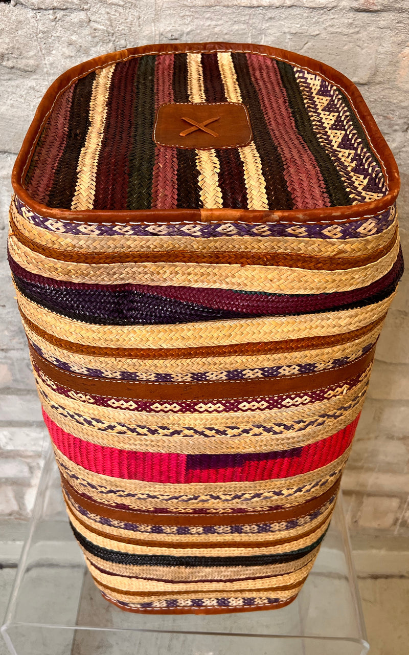 Vintage African Raffia Weekender Bag Big