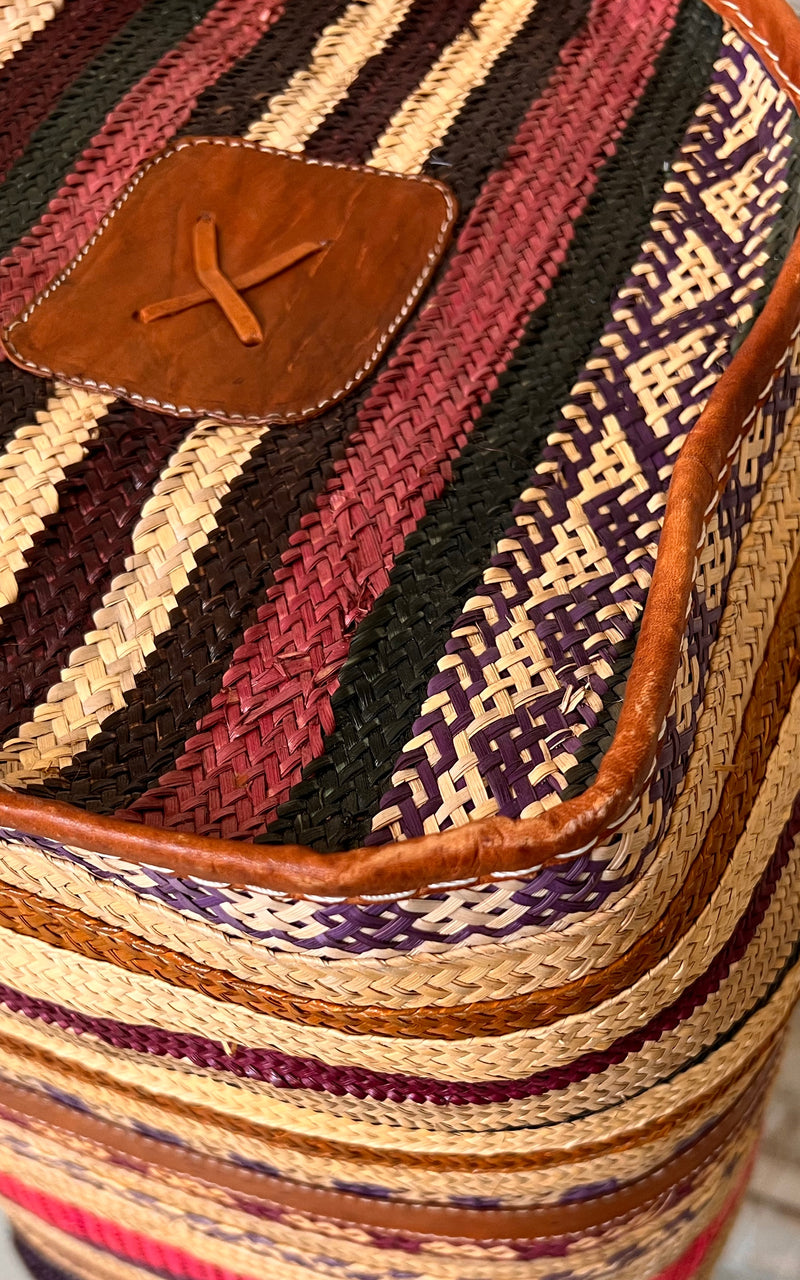 Vintage African Raffia Weekender Bag Big