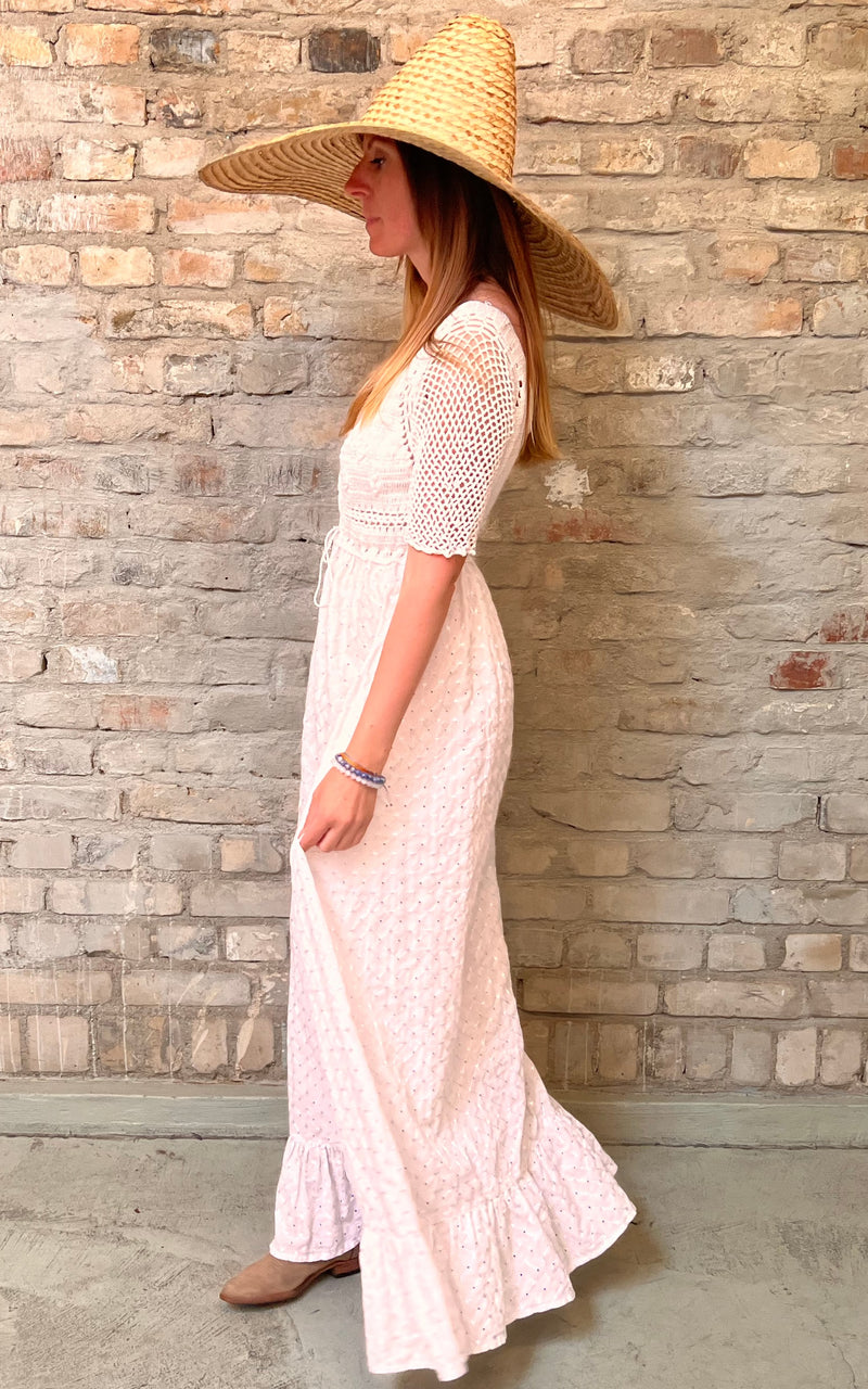Lovely 70s Crochet & Broderie Anglaise Dress