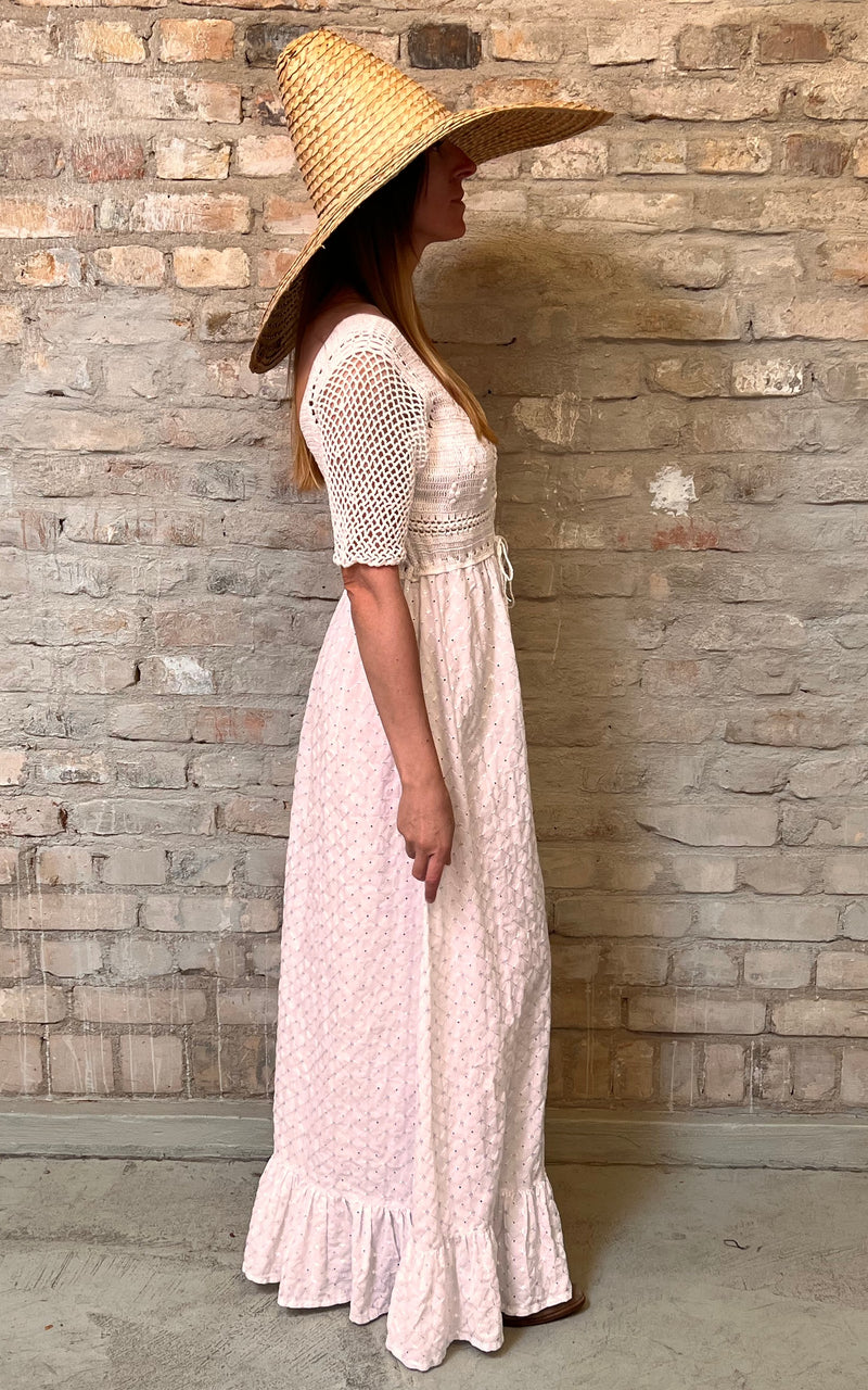 Lovely 70s Crochet & Broderie Anglaise Dress