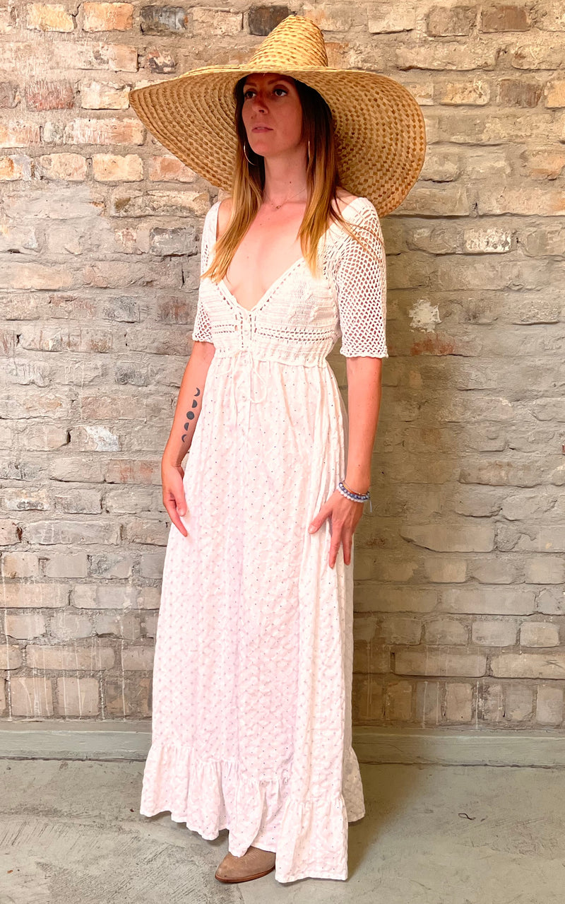 Lovely 70s Crochet & Broderie Anglaise Dress
