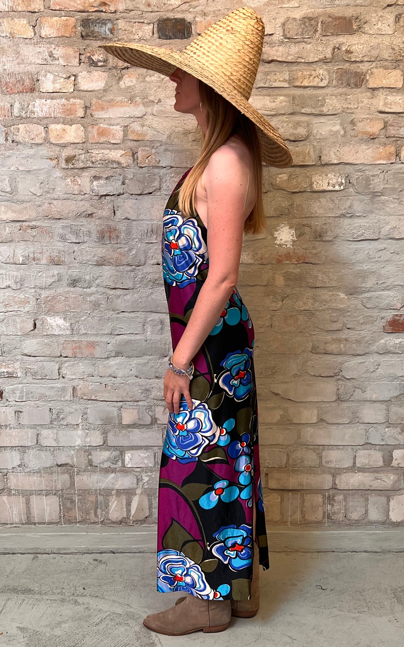 Abito vintage anni '70 con colletto hawaiano