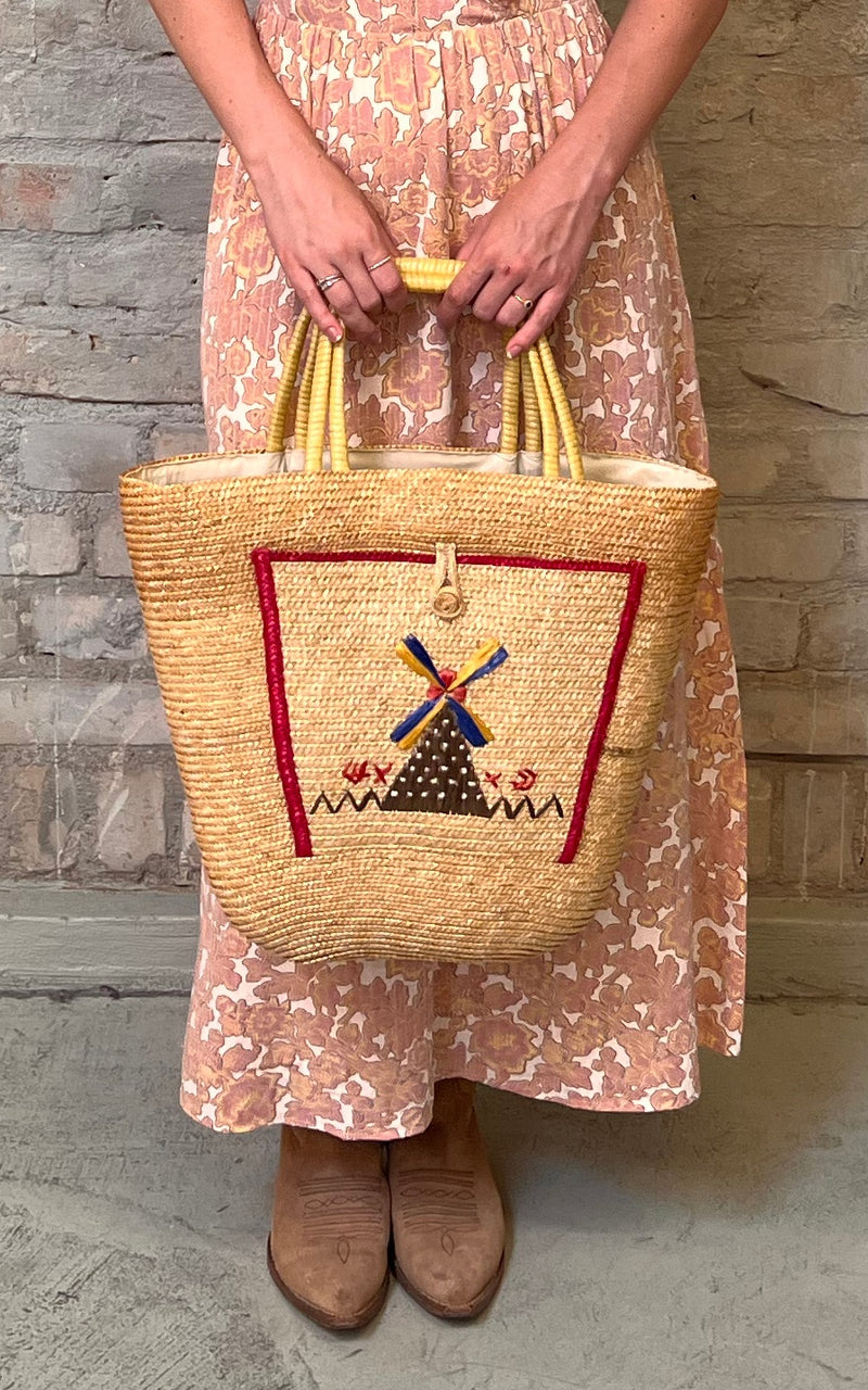 Vintage Dutch Windmill Basket Bag