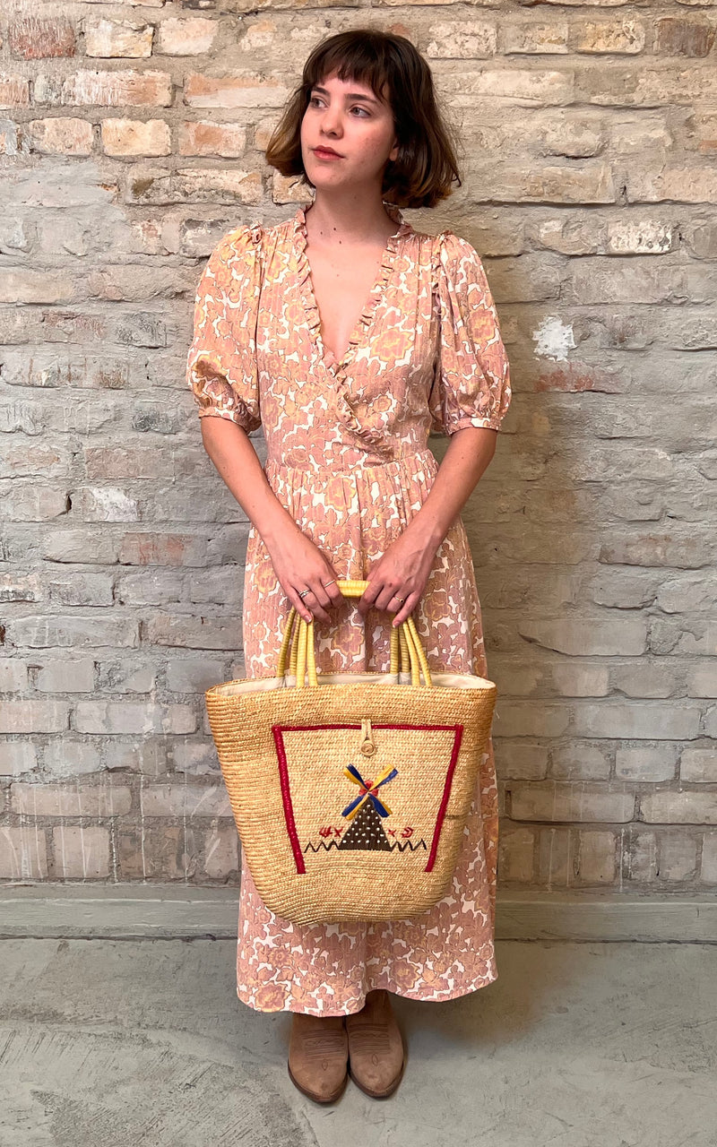 Vintage Dutch Windmill Basket Bag