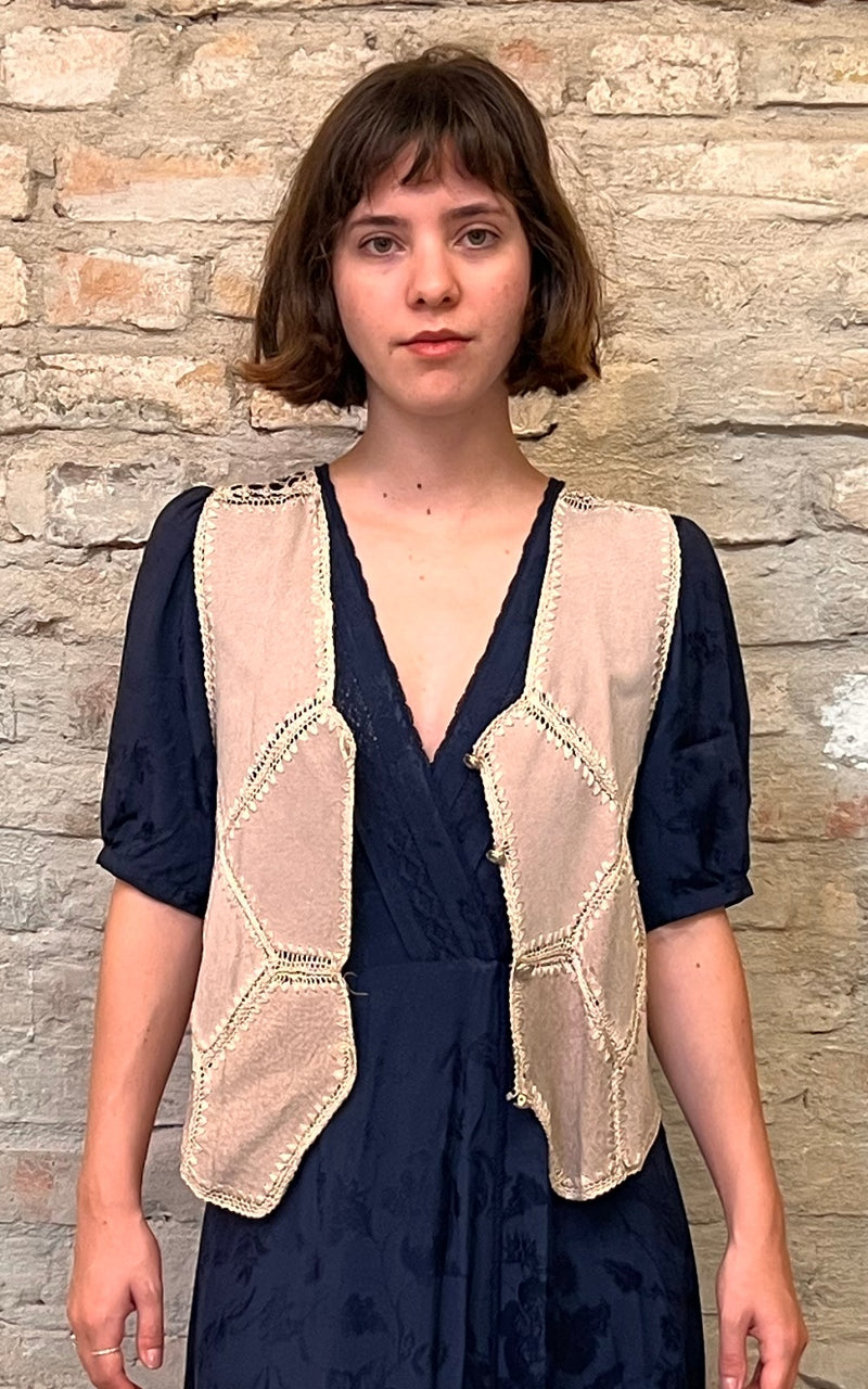 Vintage Suede Crochet Waistcoat