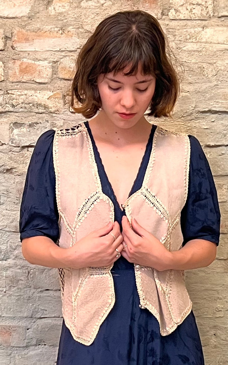 Vintage Suede Crochet Waistcoat