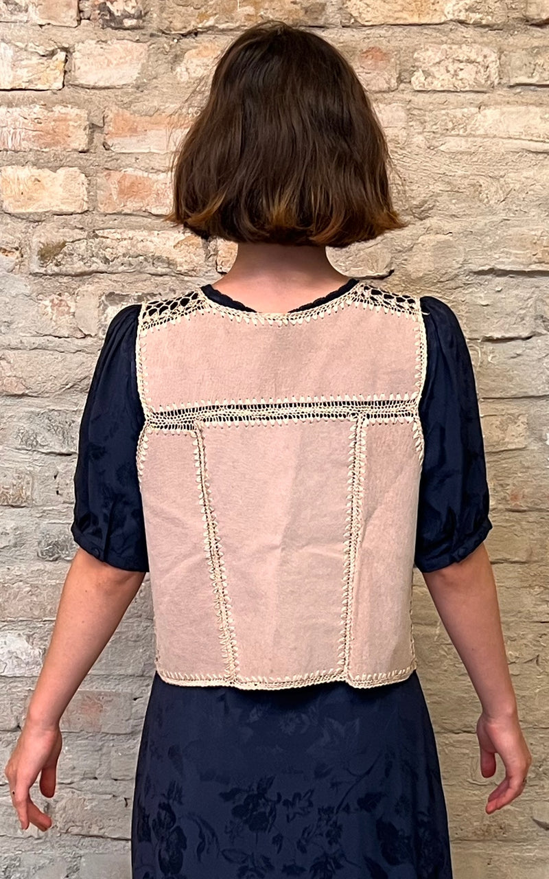 Vintage Suede Crochet Waistcoat