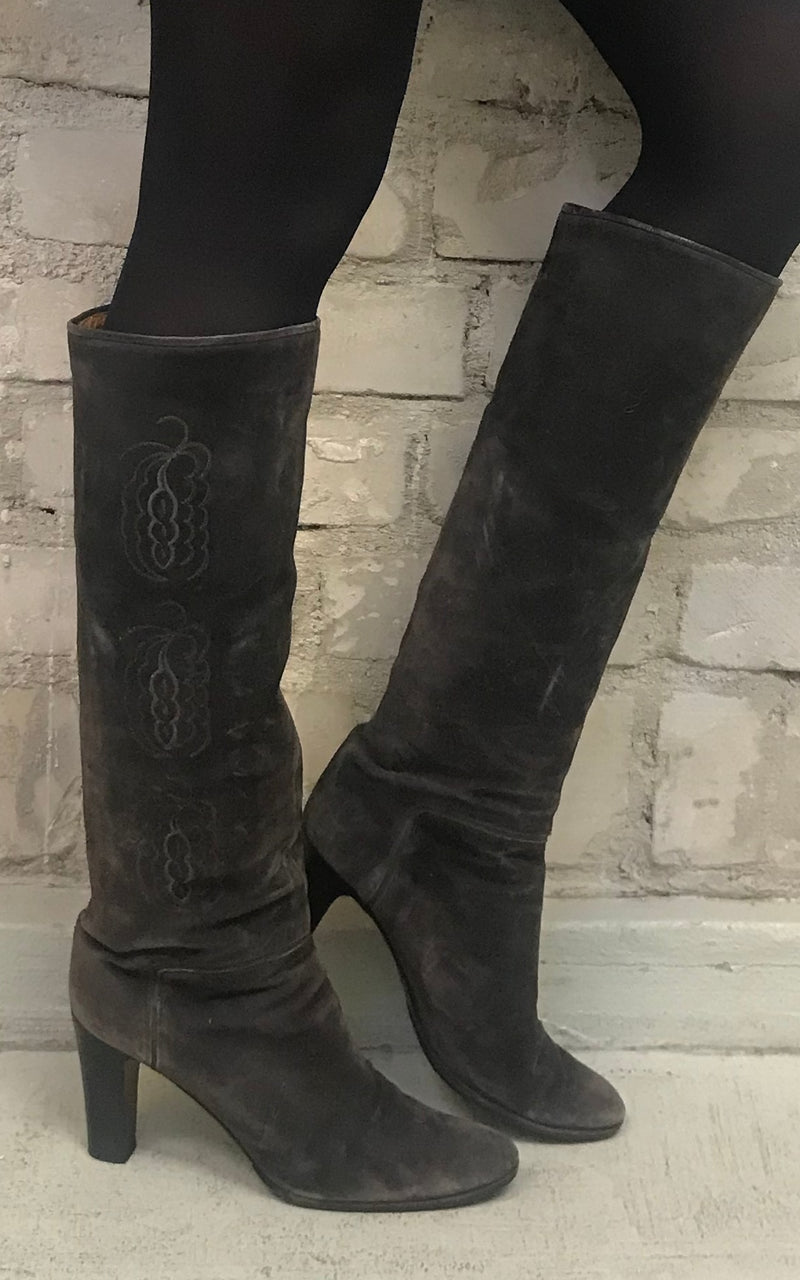 70s Sergio Rossi Boots with Embroidery