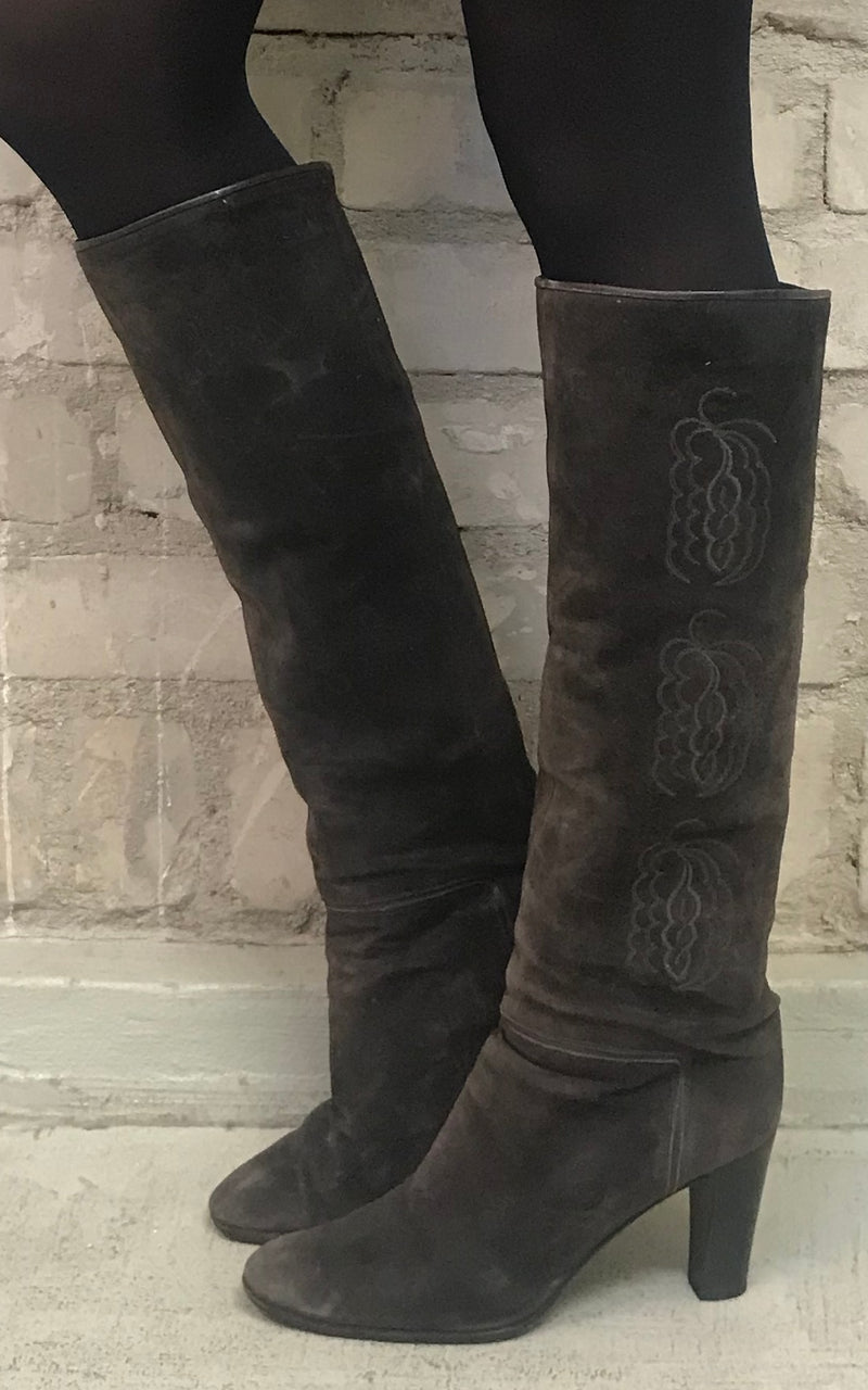 70s Sergio Rossi Boots with Embroidery