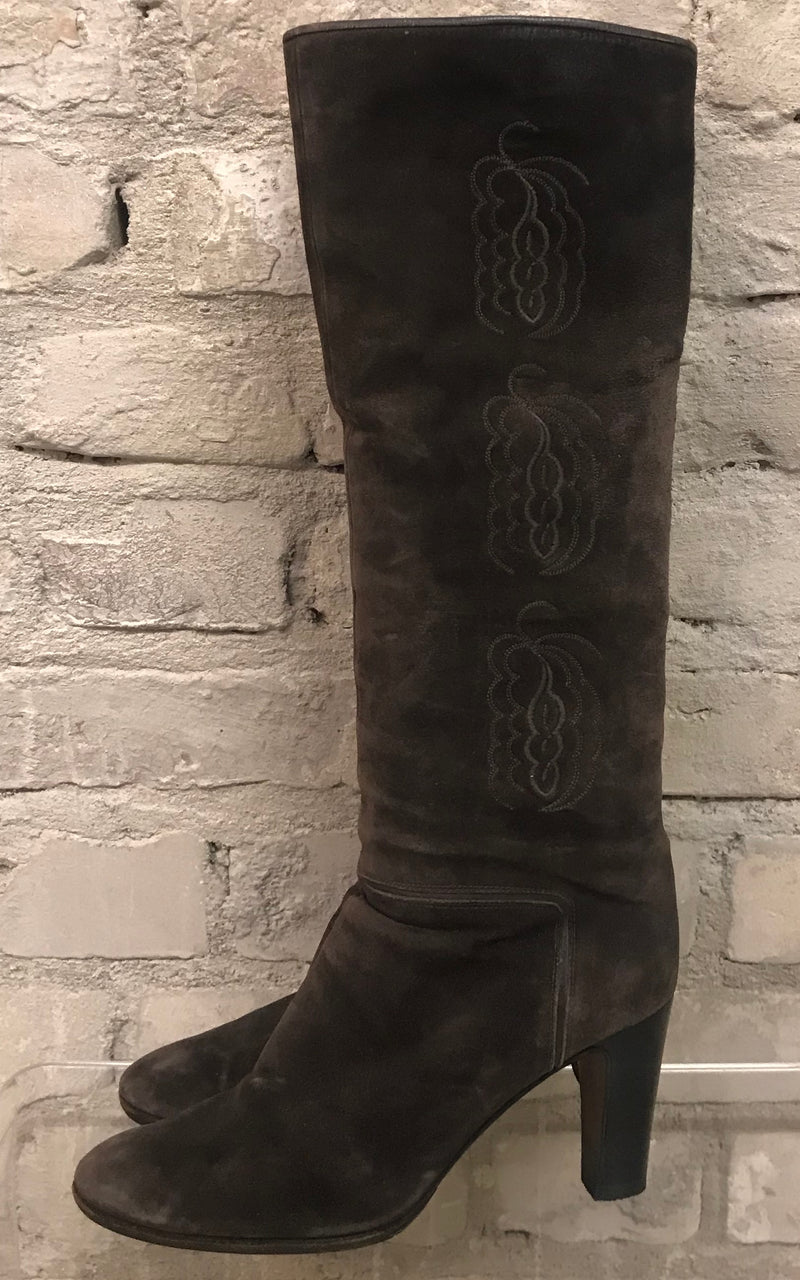 70s Sergio Rossi Boots with Embroidery