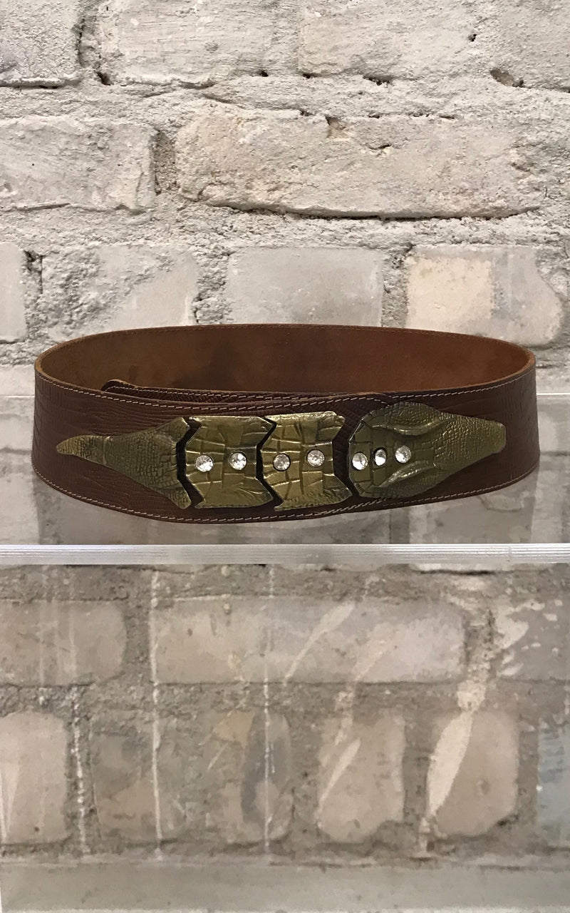 Brown Vintage Crocodile Belt