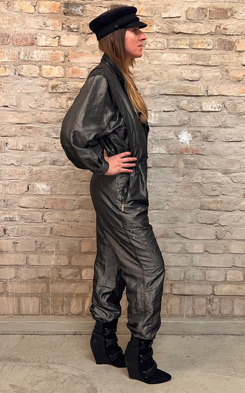 Vintage Shiny Silver 80s Overall