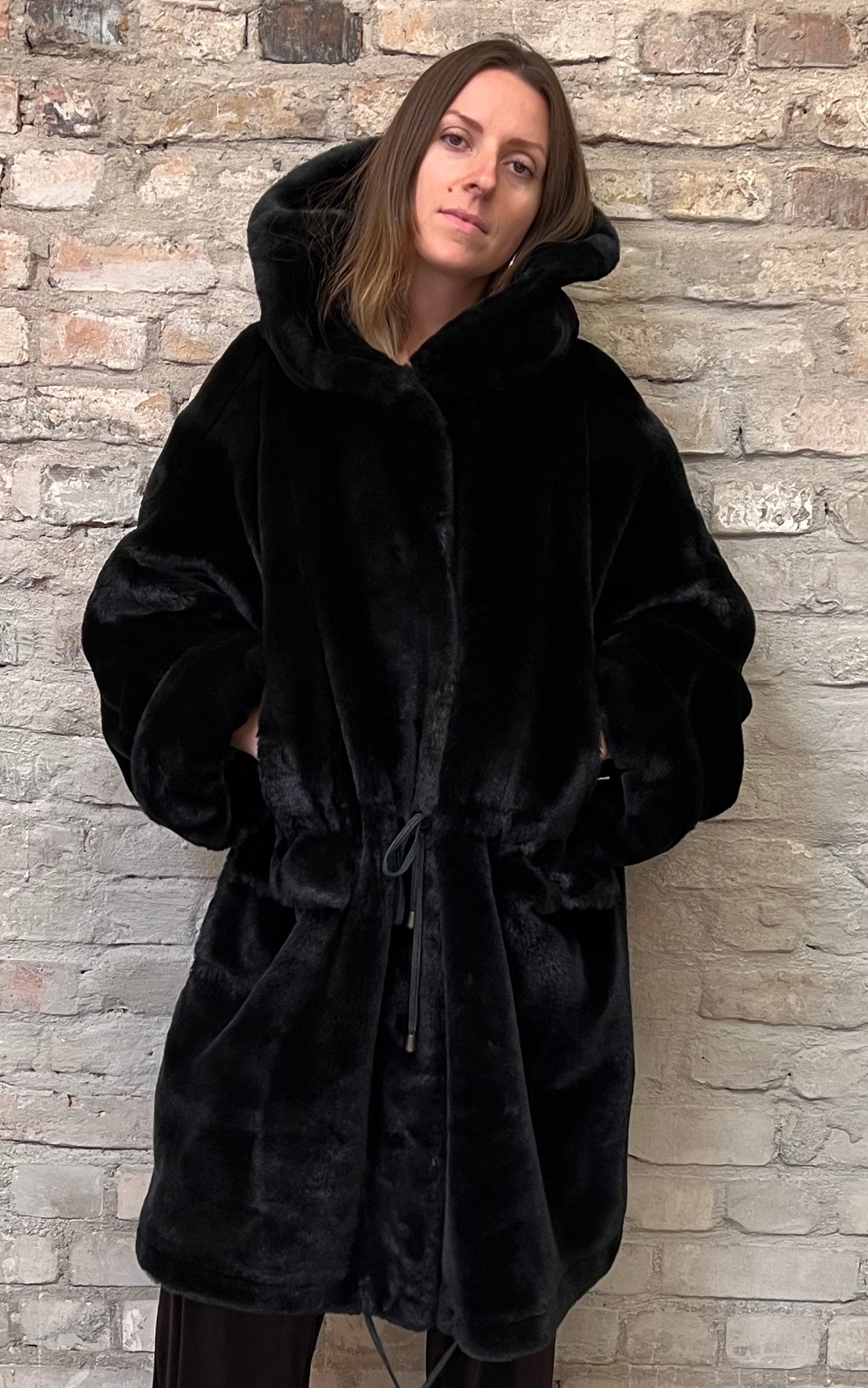 Parka vintage in pelliccia sintetica anni '90