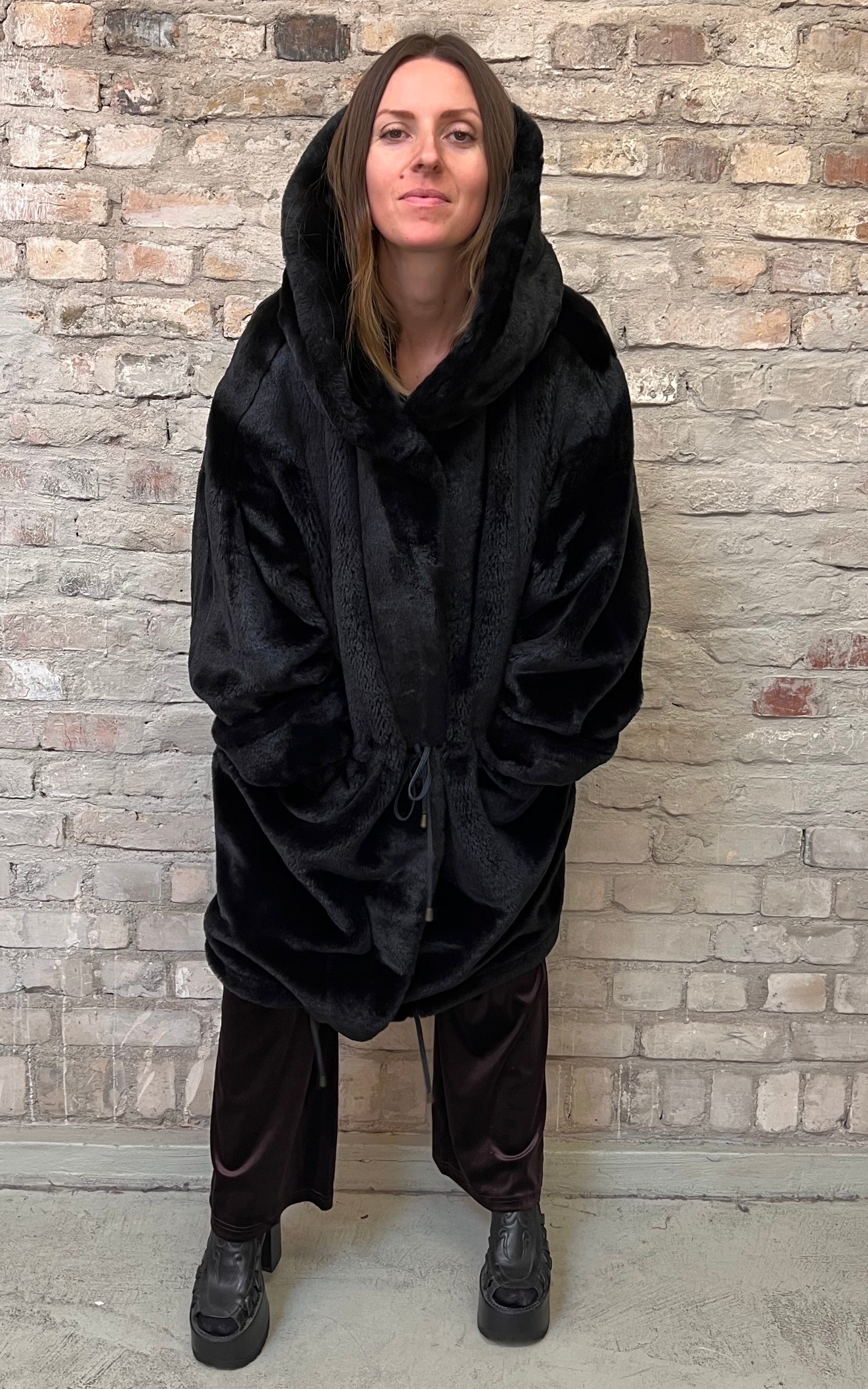 Parka vintage in pelliccia sintetica anni '90