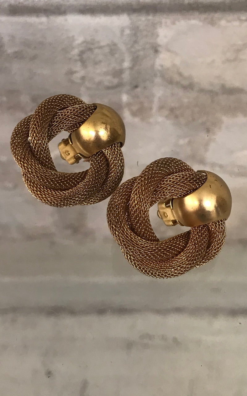 Vintage Gold Knot Clip Ons