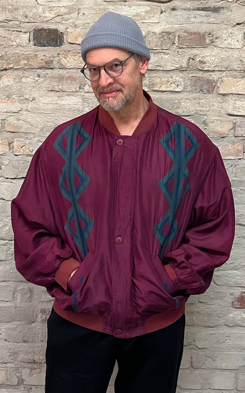 Vintage Mens Silk Blouson Jacket