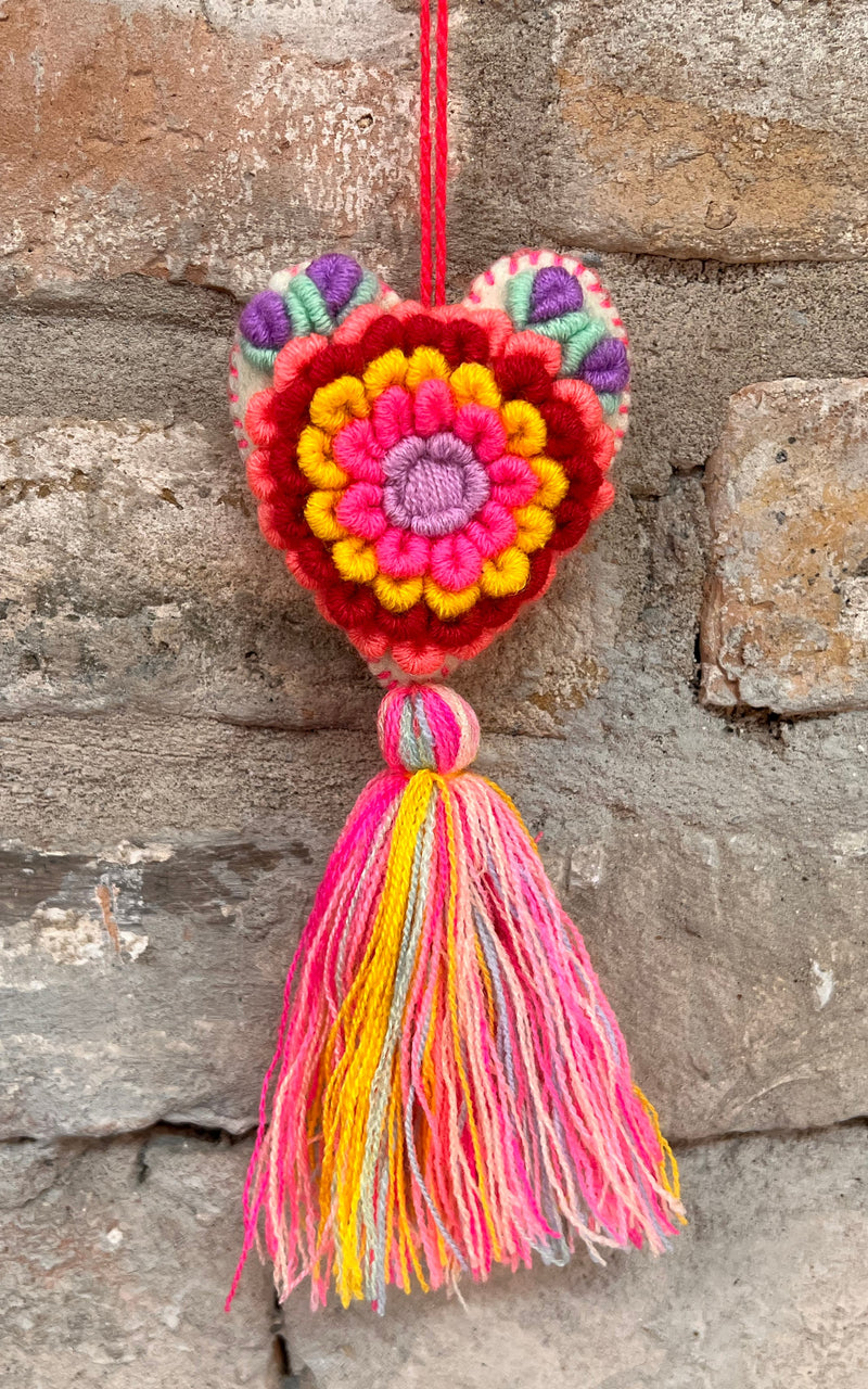 Lovely Boho Mexican Christmas Heart Charm