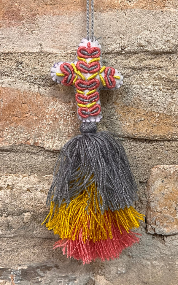Lovely Boho Mexican Christmas Cross Charm Small