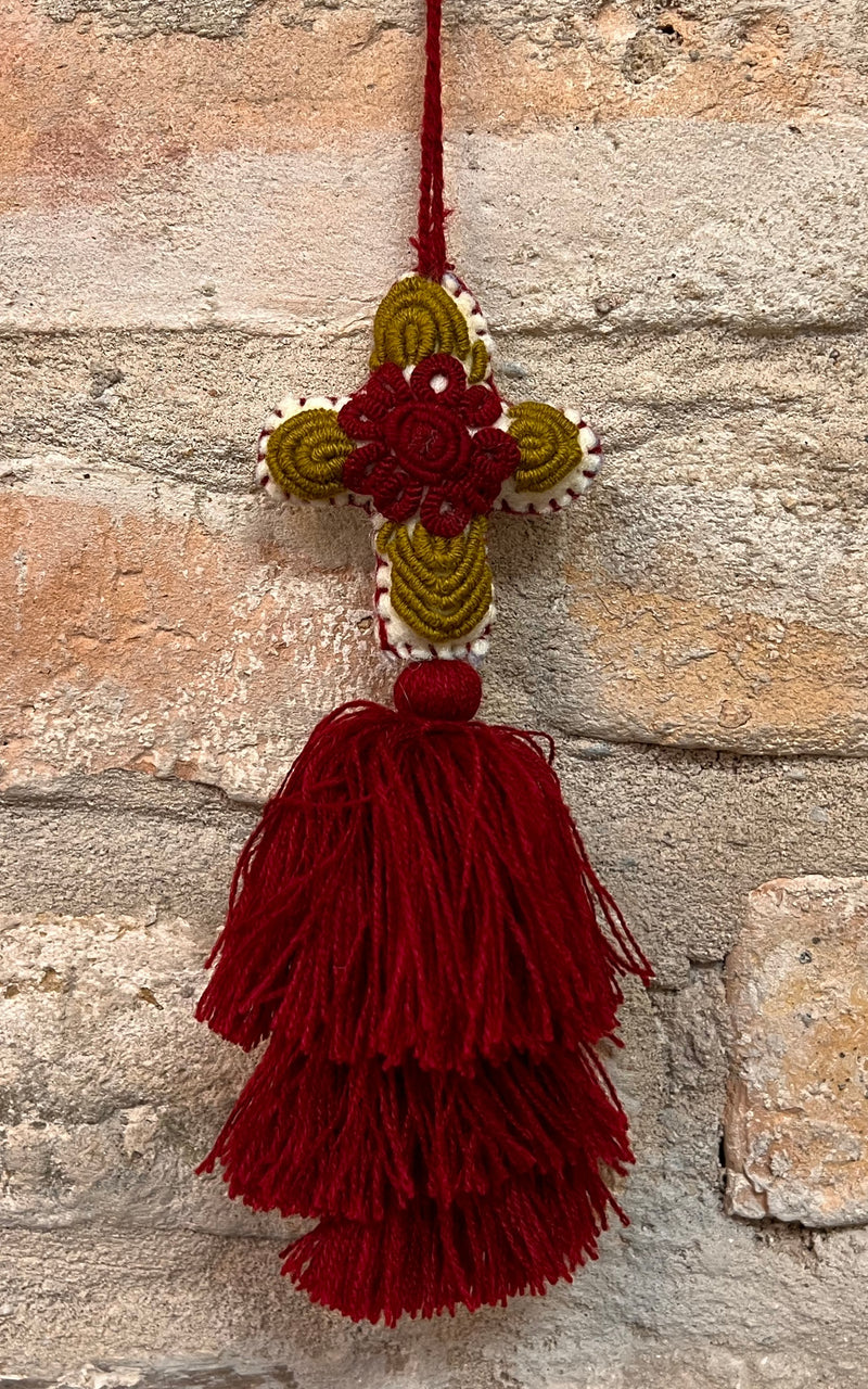Lovely Boho Mexican Christmas Cross Charm Small