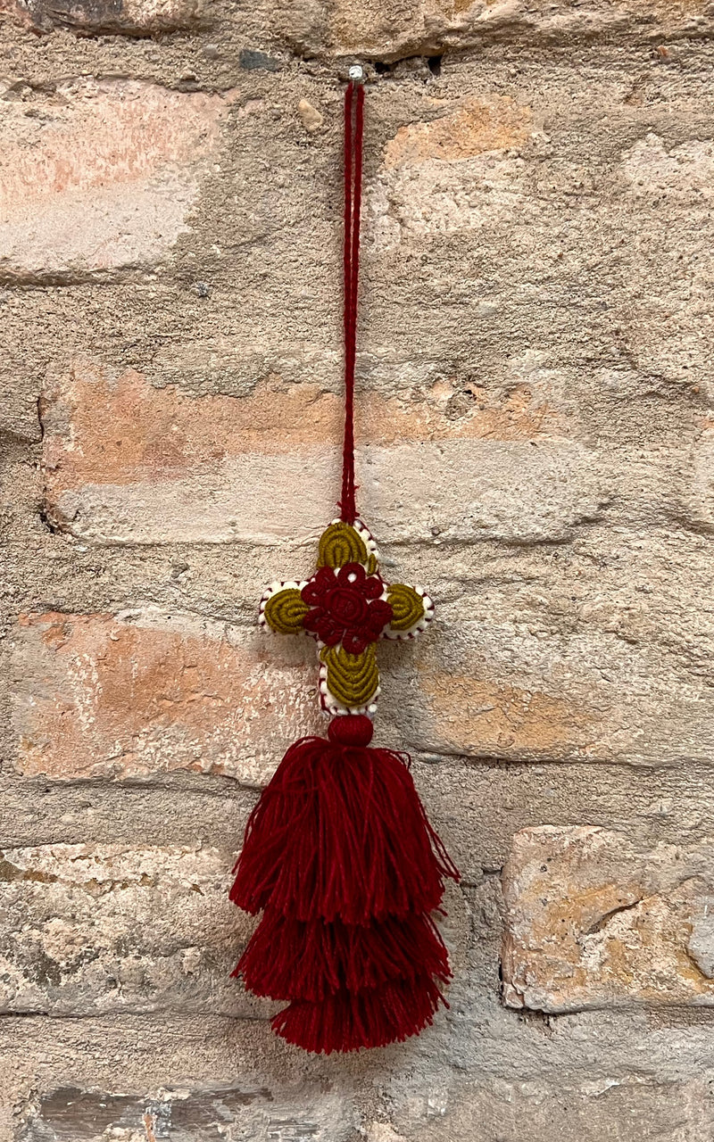 Lovely Boho Mexican Christmas Cross Charm Small