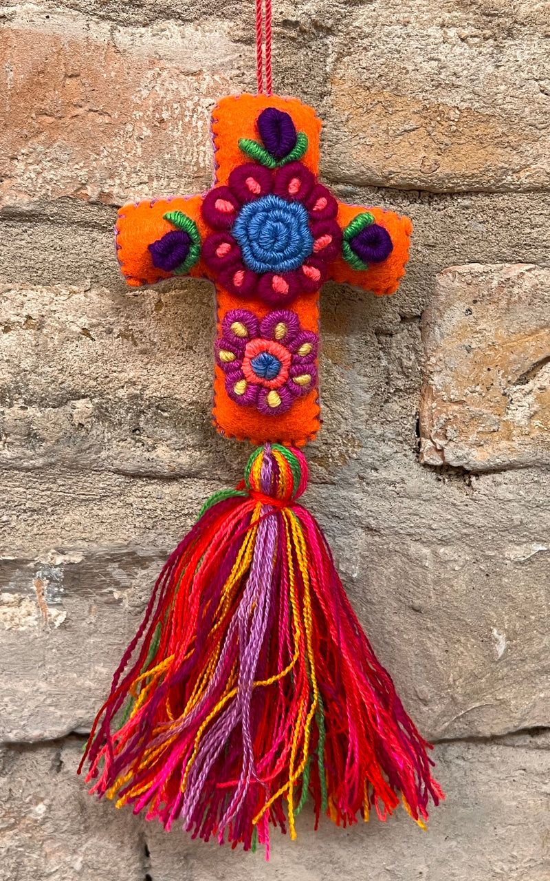Lovely Boho Mexican Christmas Cross Charm Big