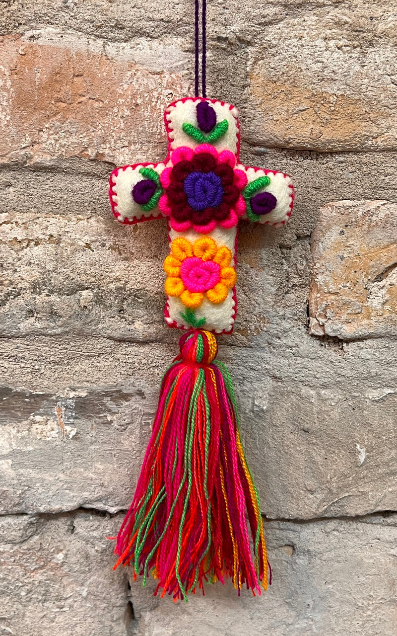 Lovely Boho Mexican Christmas Cross Charm Big