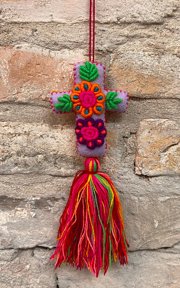 Lovely Boho Mexican Christmas Cross Charm Big
