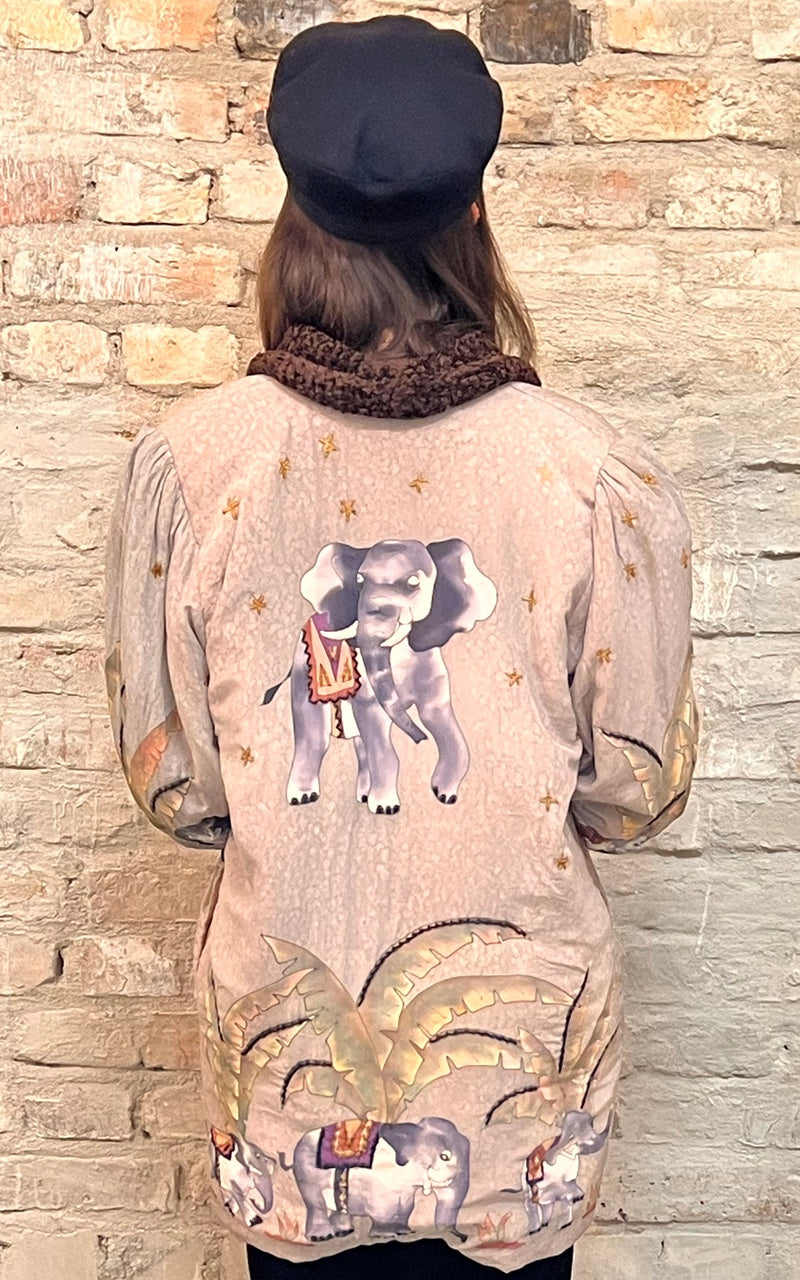 Vintage Elephant Silk Cardigan