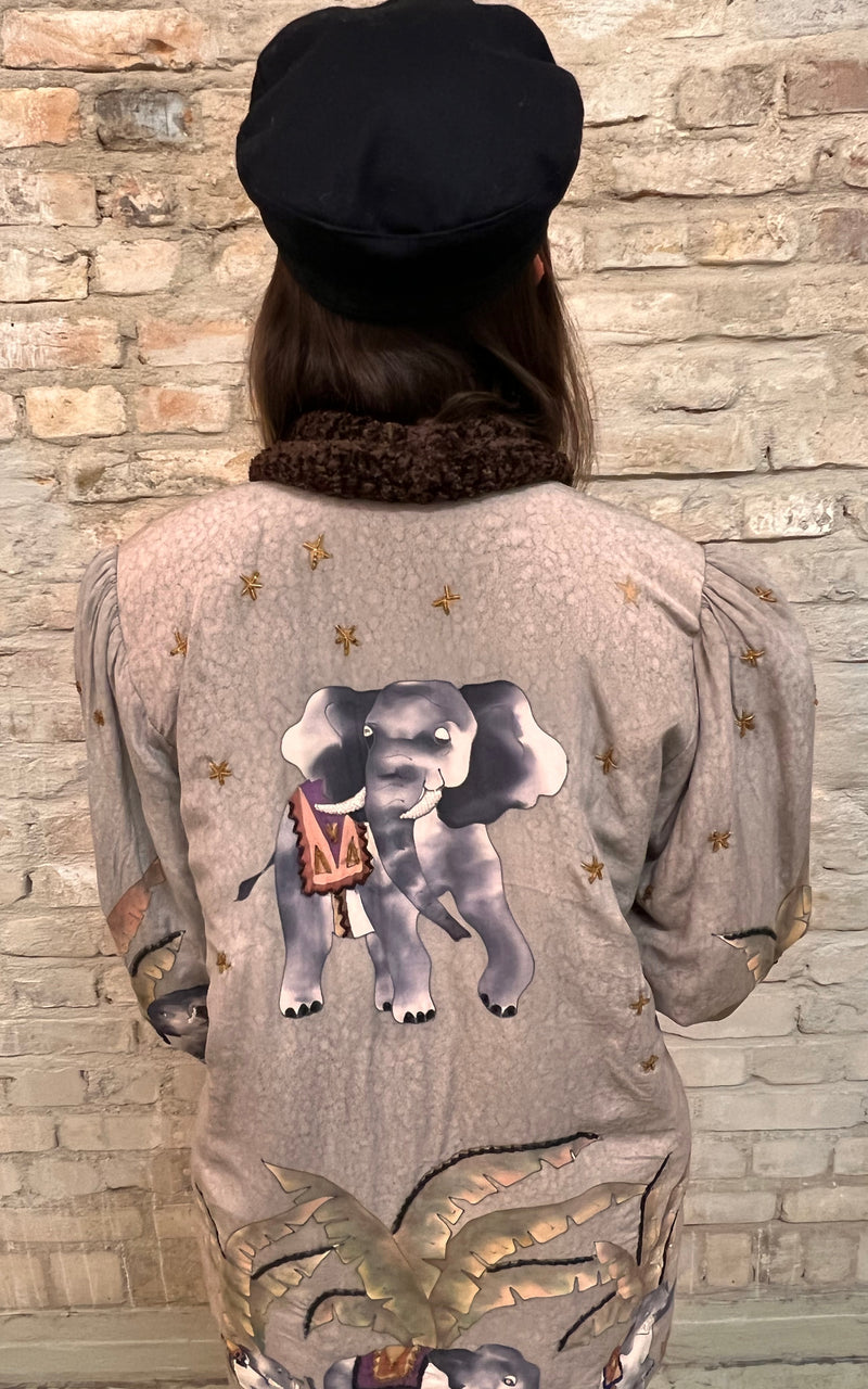 Vintage Elephant Silk Cardigan