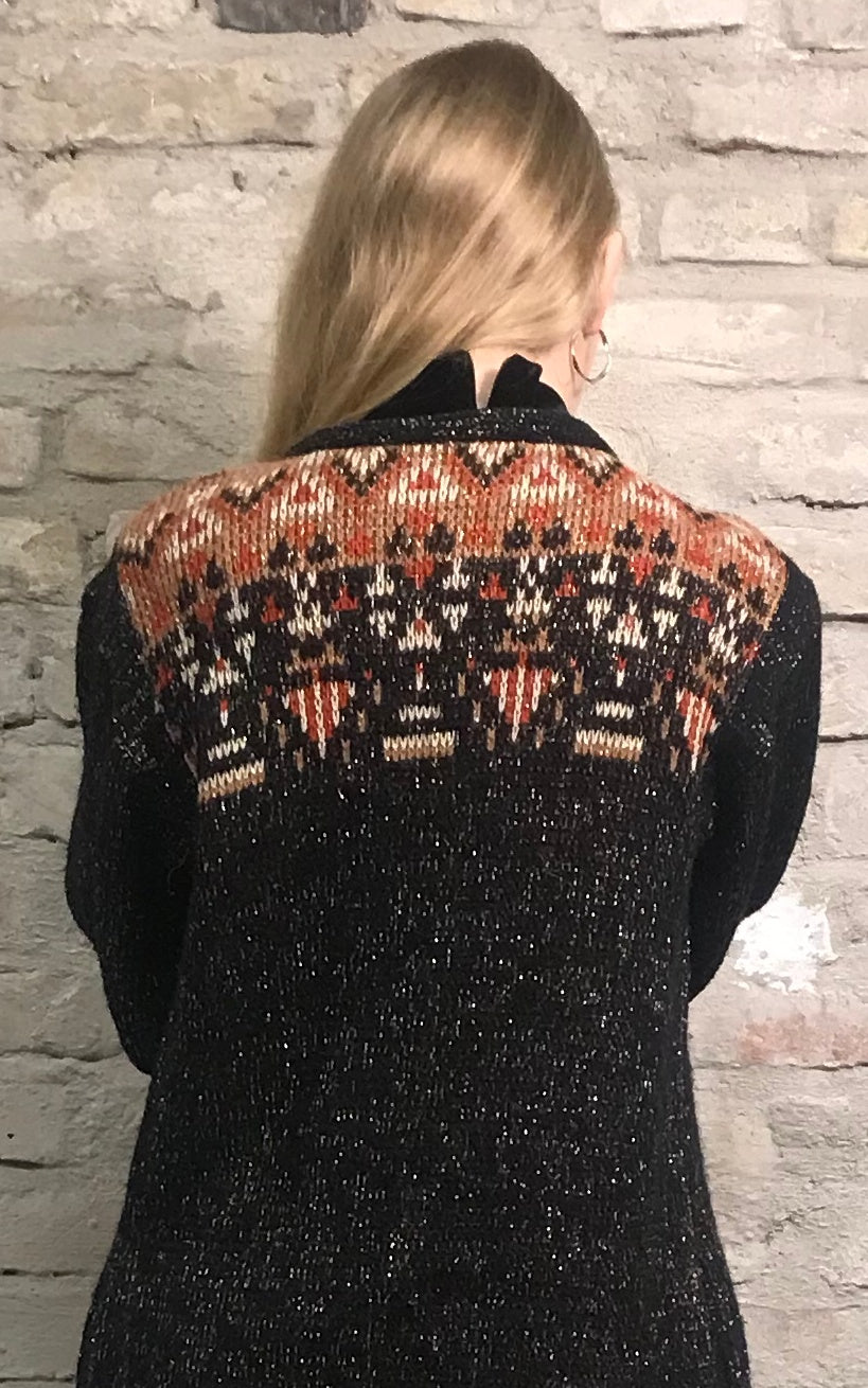 Cardigan lungo scintillante vintage anni '70