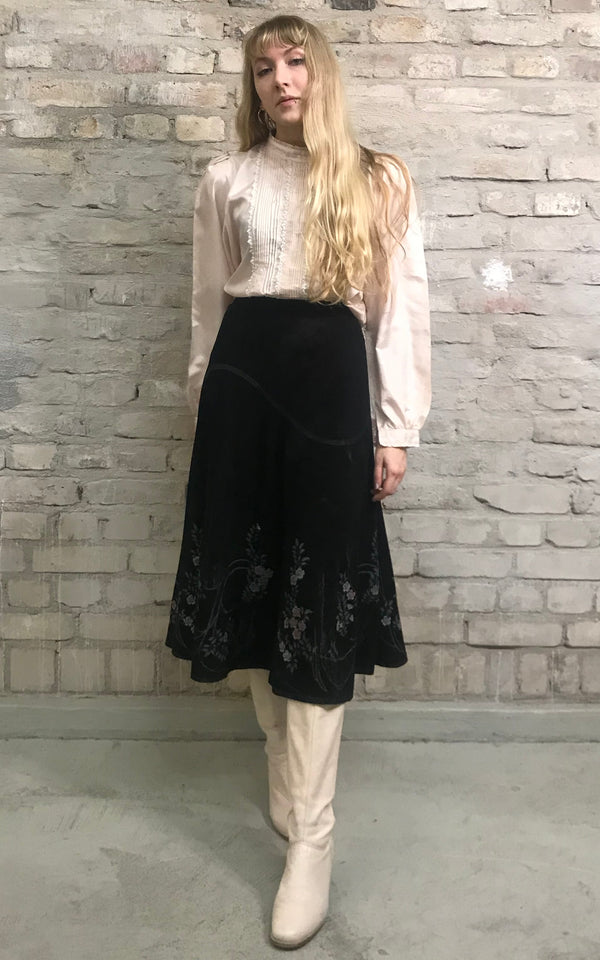 Vintage 70s Suede Roberto Cavalli Skirt Handpainted