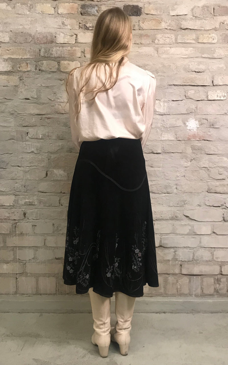 Vintage 70s Suede Roberto Cavalli Skirt Handpainted