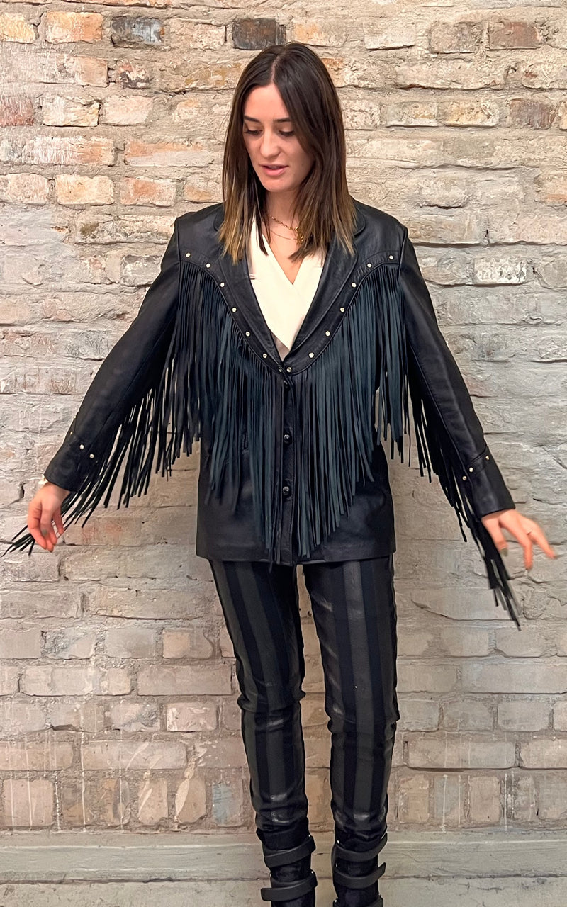 Vintage Tony Mora X Beverly Feldmann For Lucky Lizard Fringe Jacket